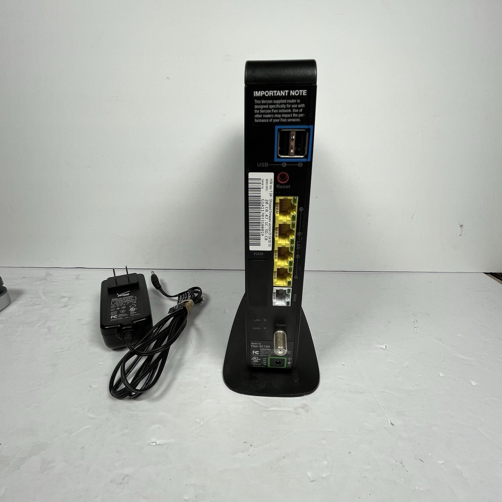 Verizon Fios Quantum Gateway 4-Port Wi-Fi Router – Black Model FIOS-G1100