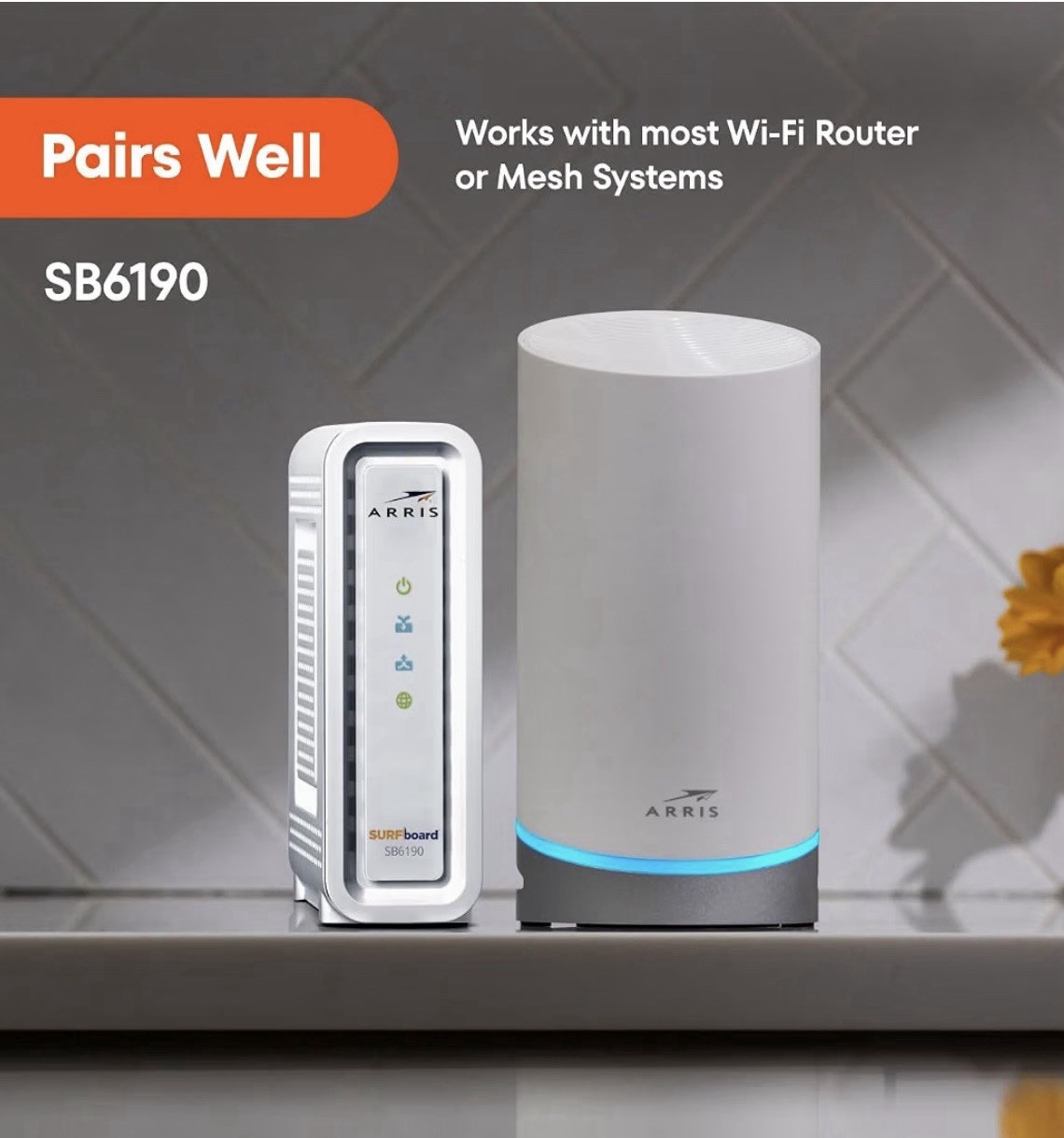 ARRIS SB6190 SURFboard Gigabit+ DOCSIS 3.0 32×8 Cable Modem SB6190 in White