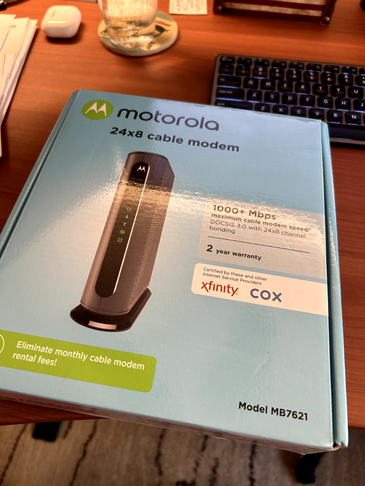 Motorola 24×8 Cable Modem Model MB7621 DOCSIS 3.0 1000+Mbps WiFi Router