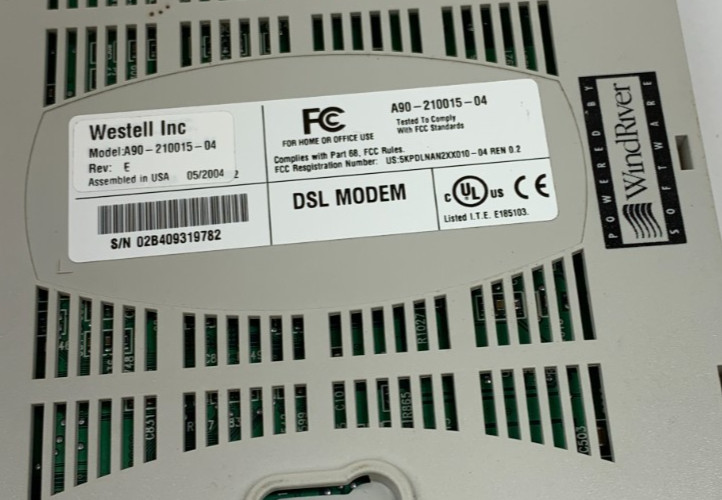 Westell Wirespeed DSL Modem A90-210015-04 Cables and Adaptor For Home or Office