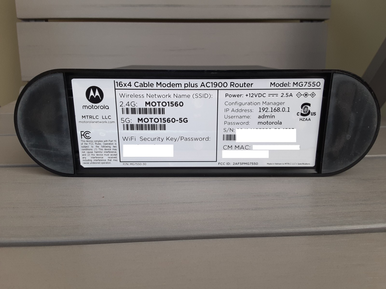 Motorola MG7550 16×4 DOCSIS 3.0 Cable Modem Plus AC1900 WiFi Router NOT WORKING