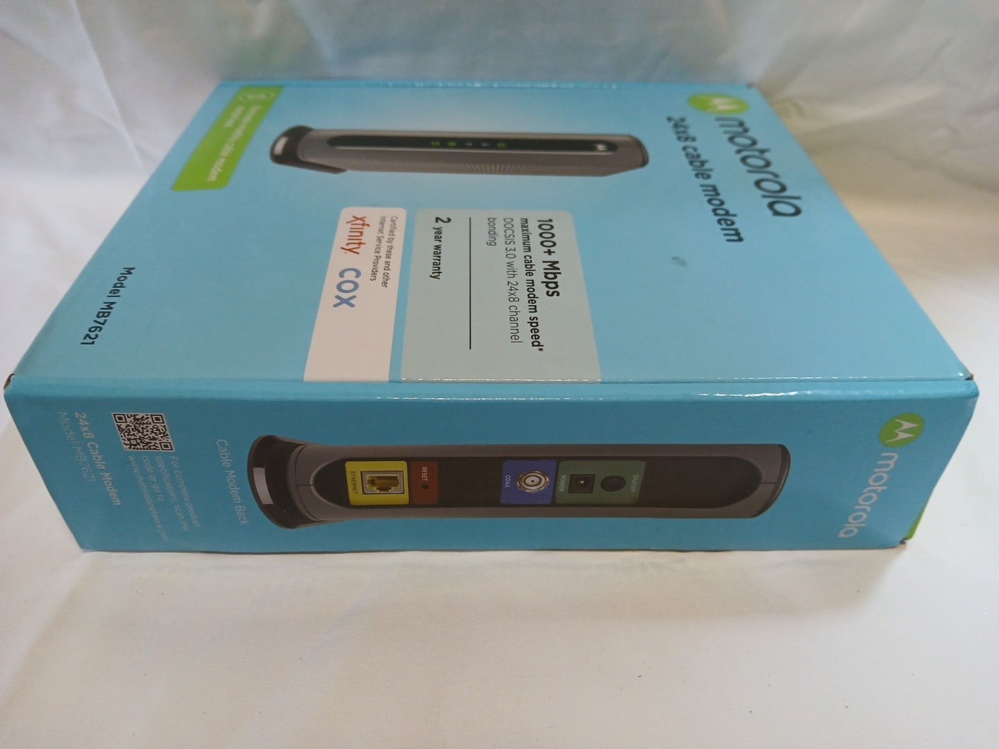 Motorola 24×8 Cable Modem DOCSIS 3.0 Model No. MB7621 Gently Used 1000+ Mbps