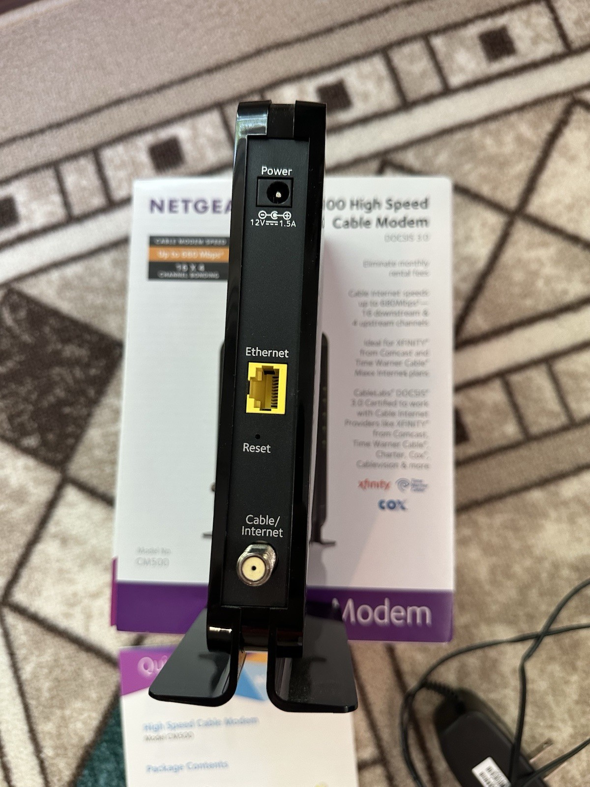 NETGEAR CM500 DOCSIS 3.0 Cable Modem 680Mbps Gigabit Ethernet