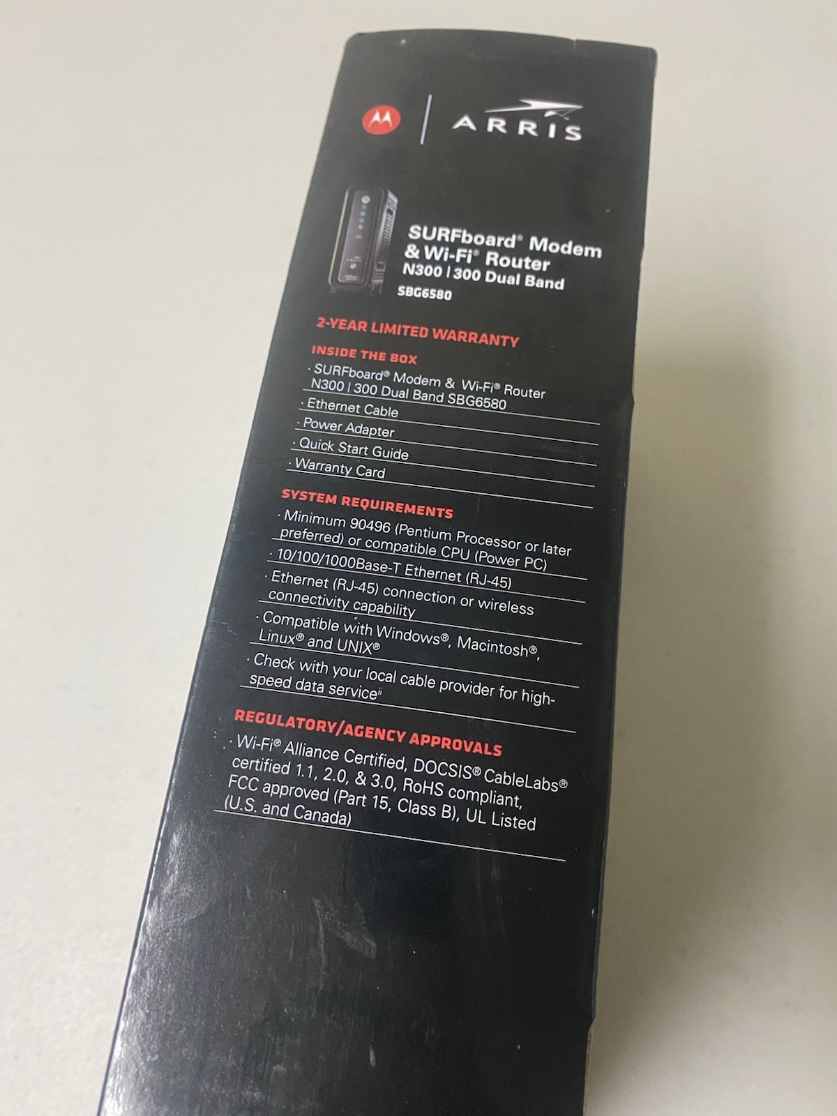 Motorola ARRIS SURFboard SBG6580 DOCSIS 3.0 Cable Modem and Wi-Fi Router N300
