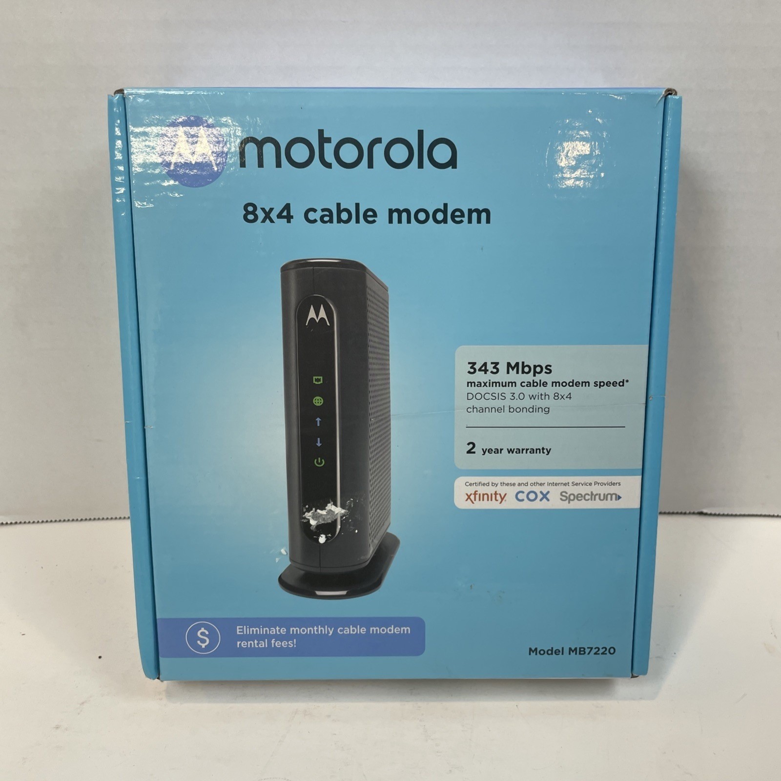 Motorola Cable Modem Black MB7220 DOCSIS 3.0 8×4 343 Mbps High Speed