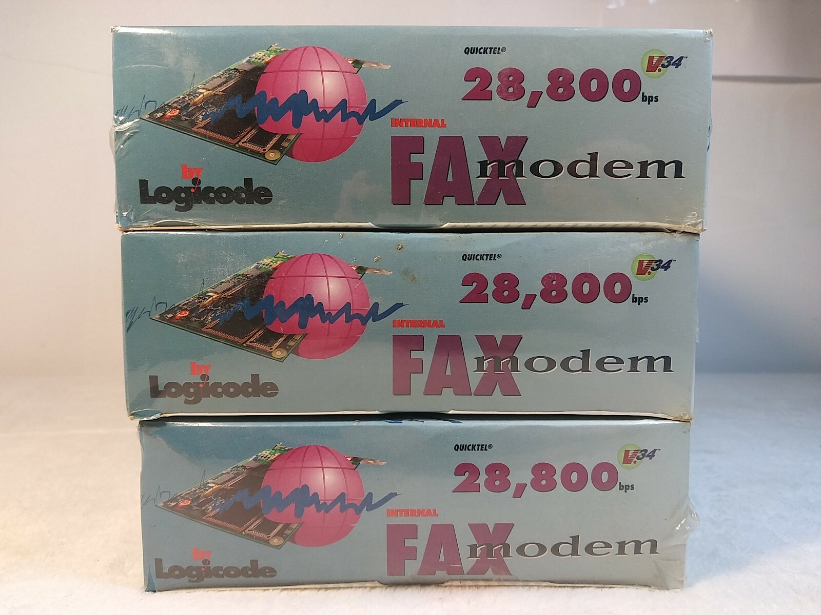 Quicktel V.34 Internal Fax Modem New In Box Lot of 3 Logicode Sealed NOS