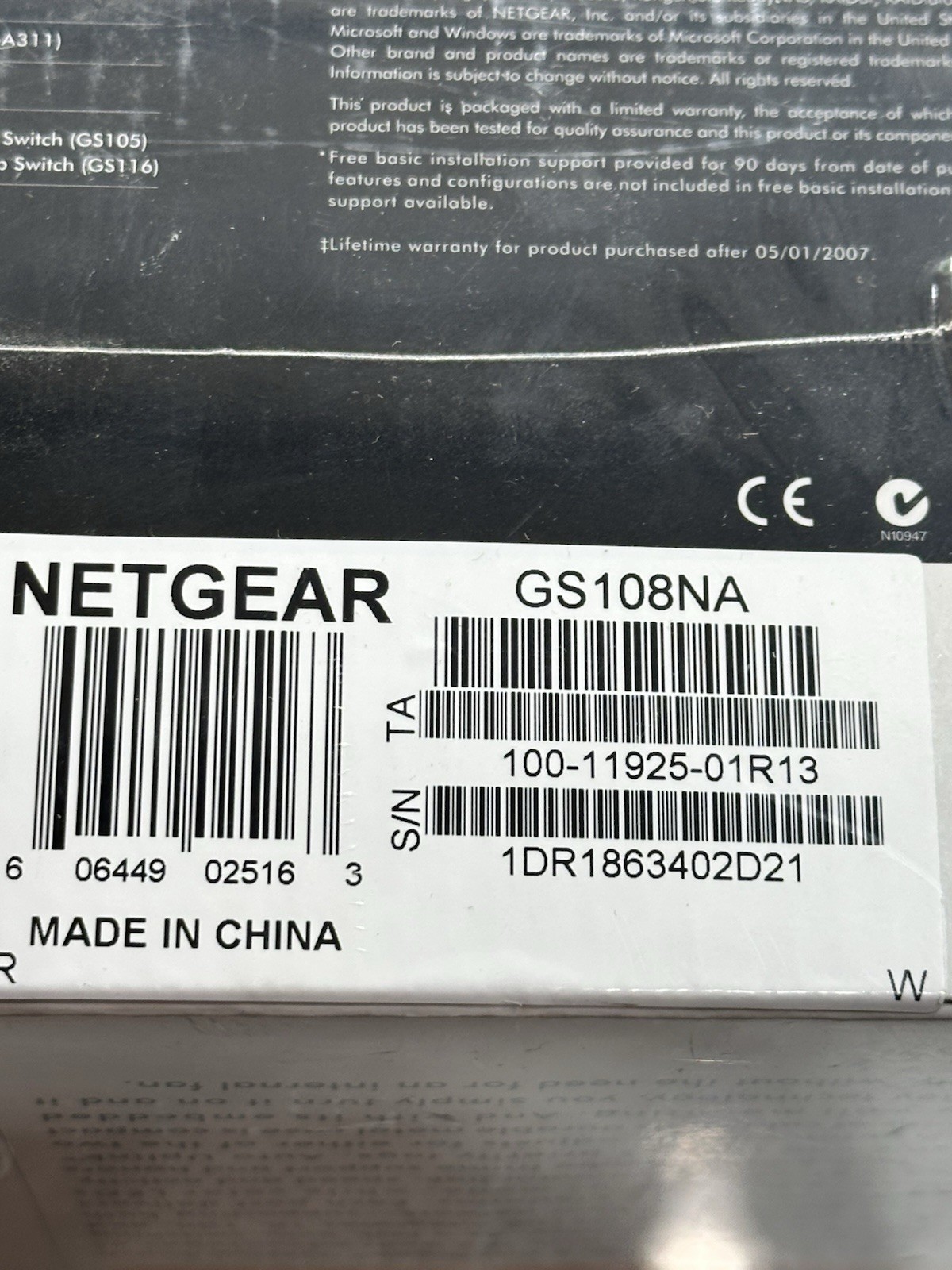 Netgear Prosafe 8 Port Gigabit Switch GS108 10/100/1000 Mbps New A8