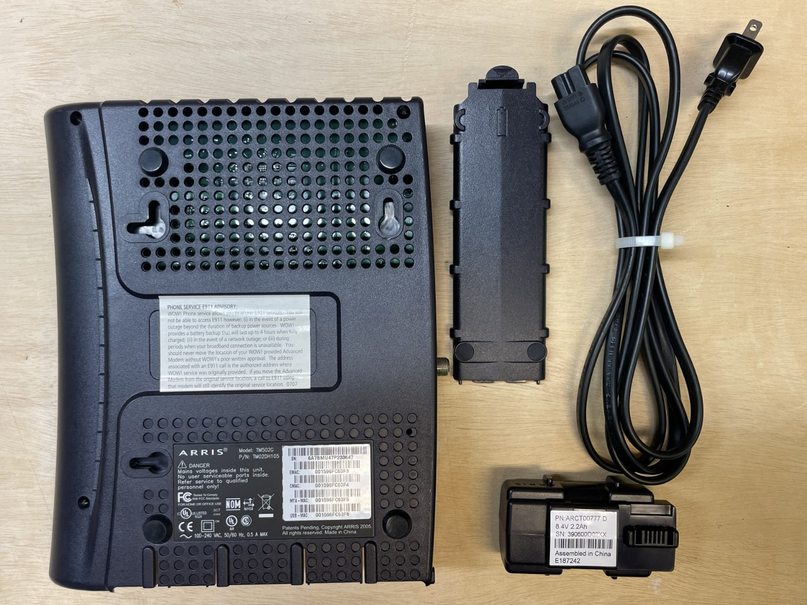 🌐Arris TM502G Touchtone Telephony Modem TM502G w/ Power Adapter TM02DH105🌐