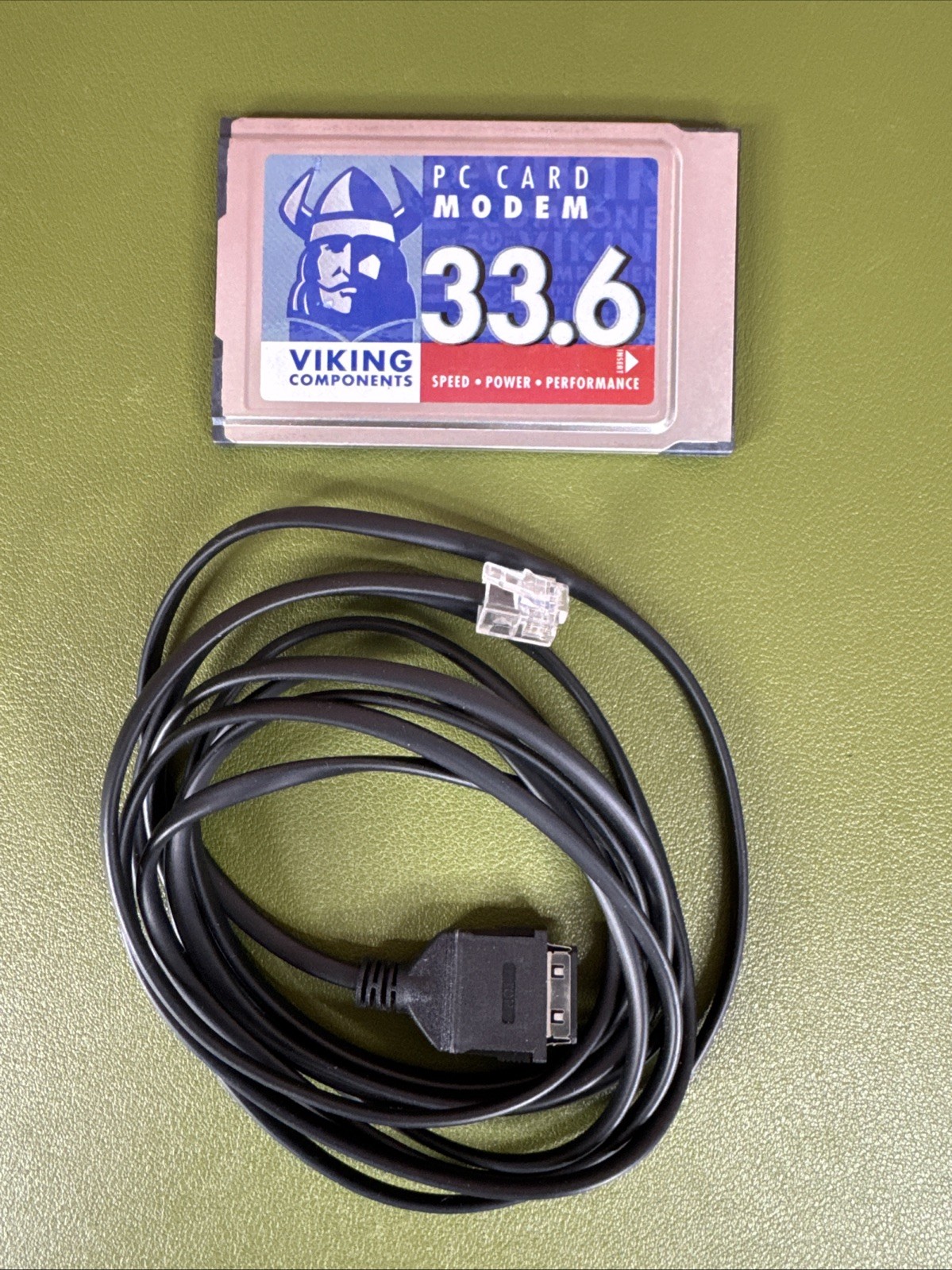 1998 Viking 33.6 PC Card Modem w Cable, untested