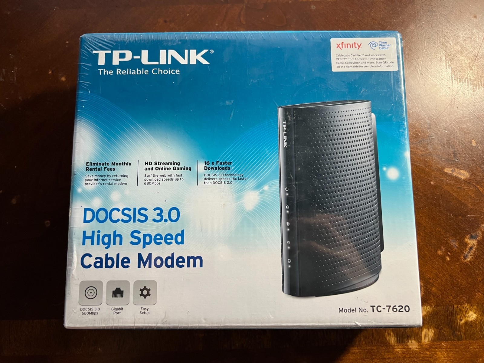 TP-LINK TC-7620 680Mbps DOCSIS 3.0 High Speed Cable Modem New Sealed