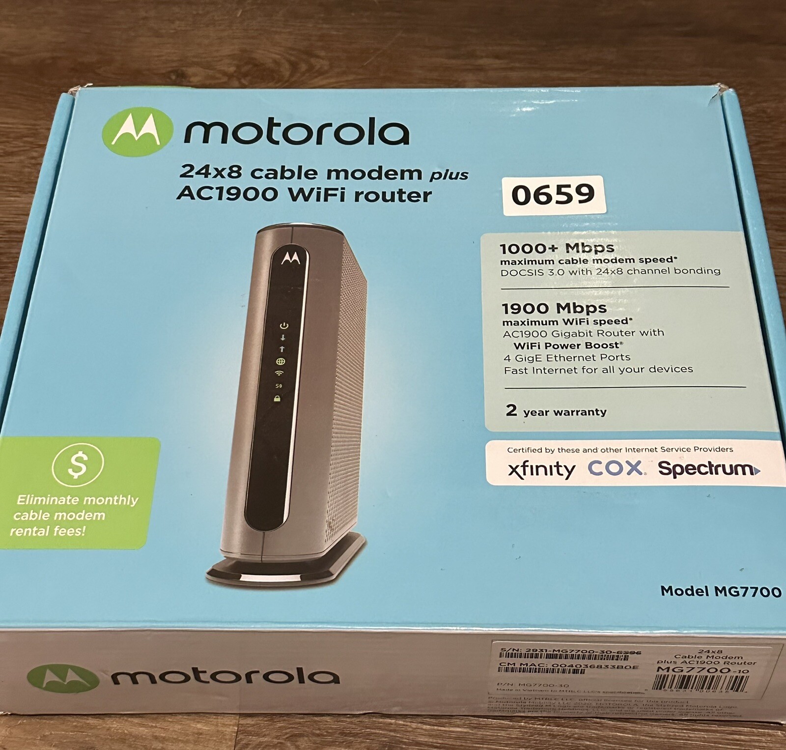 Motorola MG7550 16×4 High Speed ​​Cable Modem Plus AC1900 WiFi Router