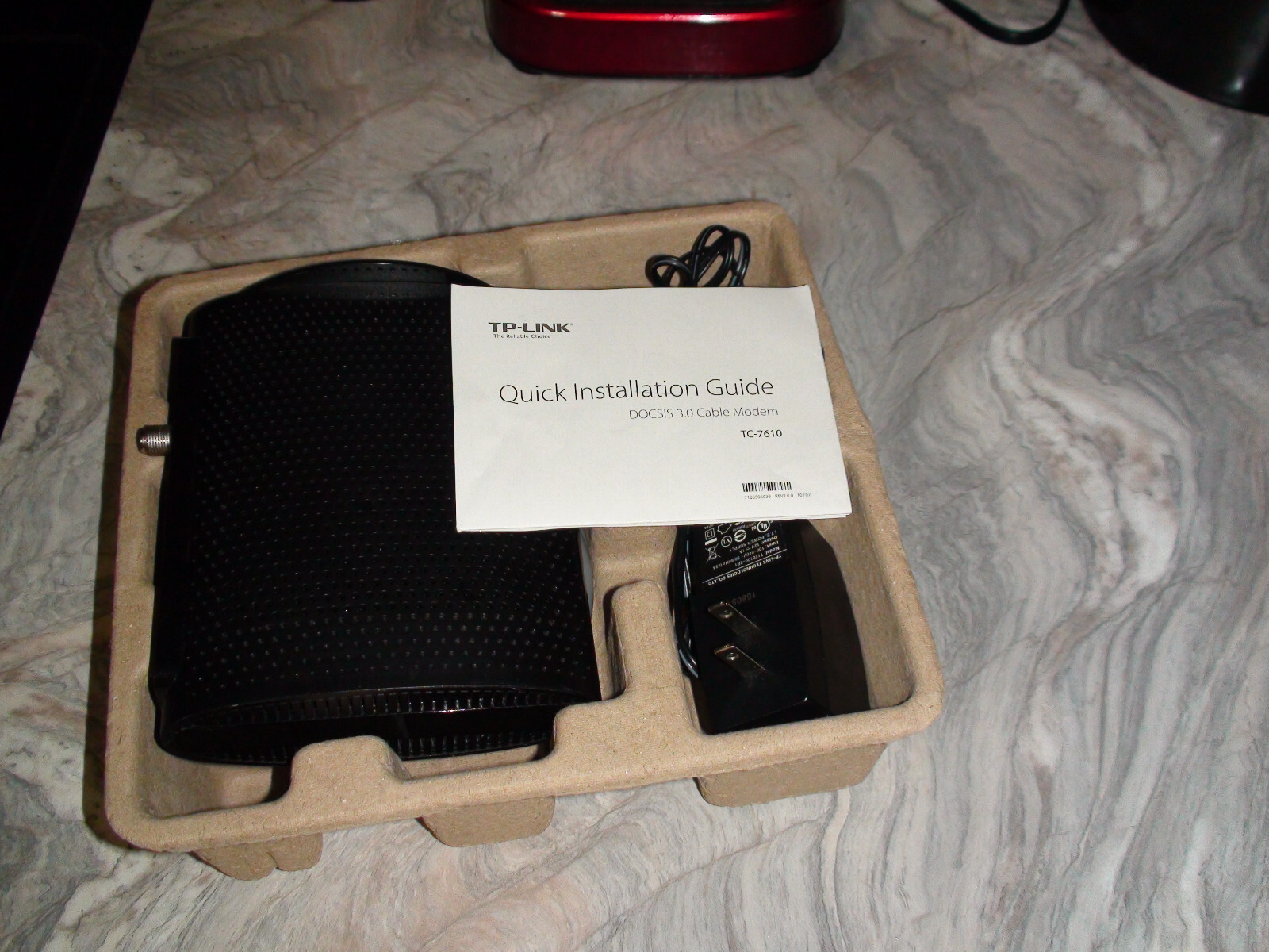 TPLink TC7610 DOCSIS 3.0 Cable Modem new/open box 10ft ethernet,install guide