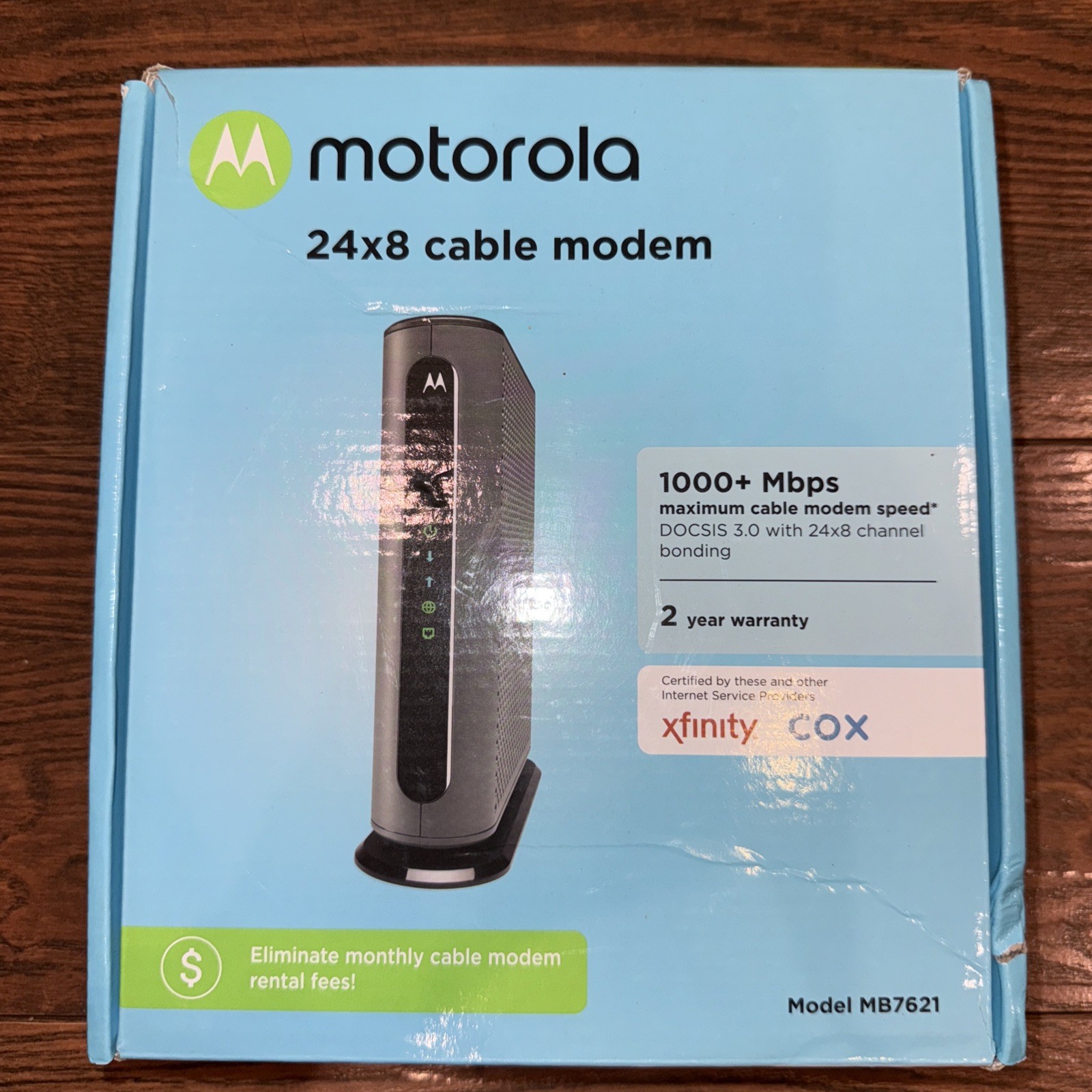 Motorola MB7621 24×8 DOCSIS 3.0 Cable Modem w/ Power Brick Ethernet Xfinity Cox