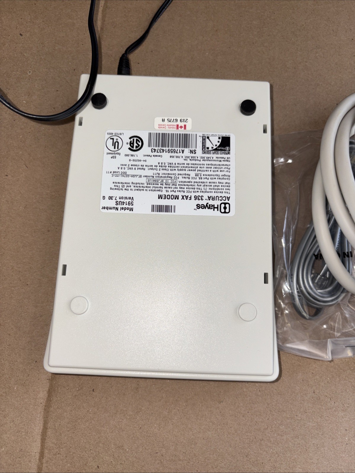HAYES 5914US ACCURA 336 FAX MODEM ACCURA 336 V.34 + FAX