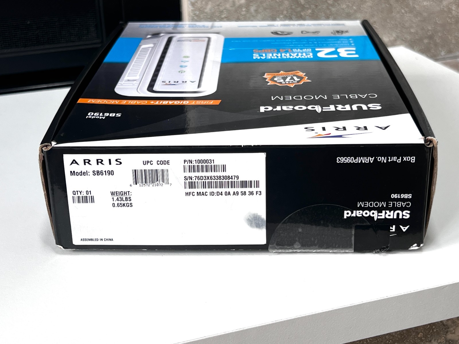 ARRIS SURFboard SB6190 DOCSIS 3.0 Cable Modem 32×8 1.4Gbps Gigabit