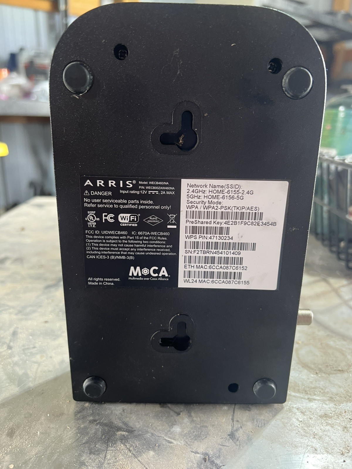 Arris WECB460/NA Touchstone Wireless Ethernet to Coaxial Bridge WECB460 / NA