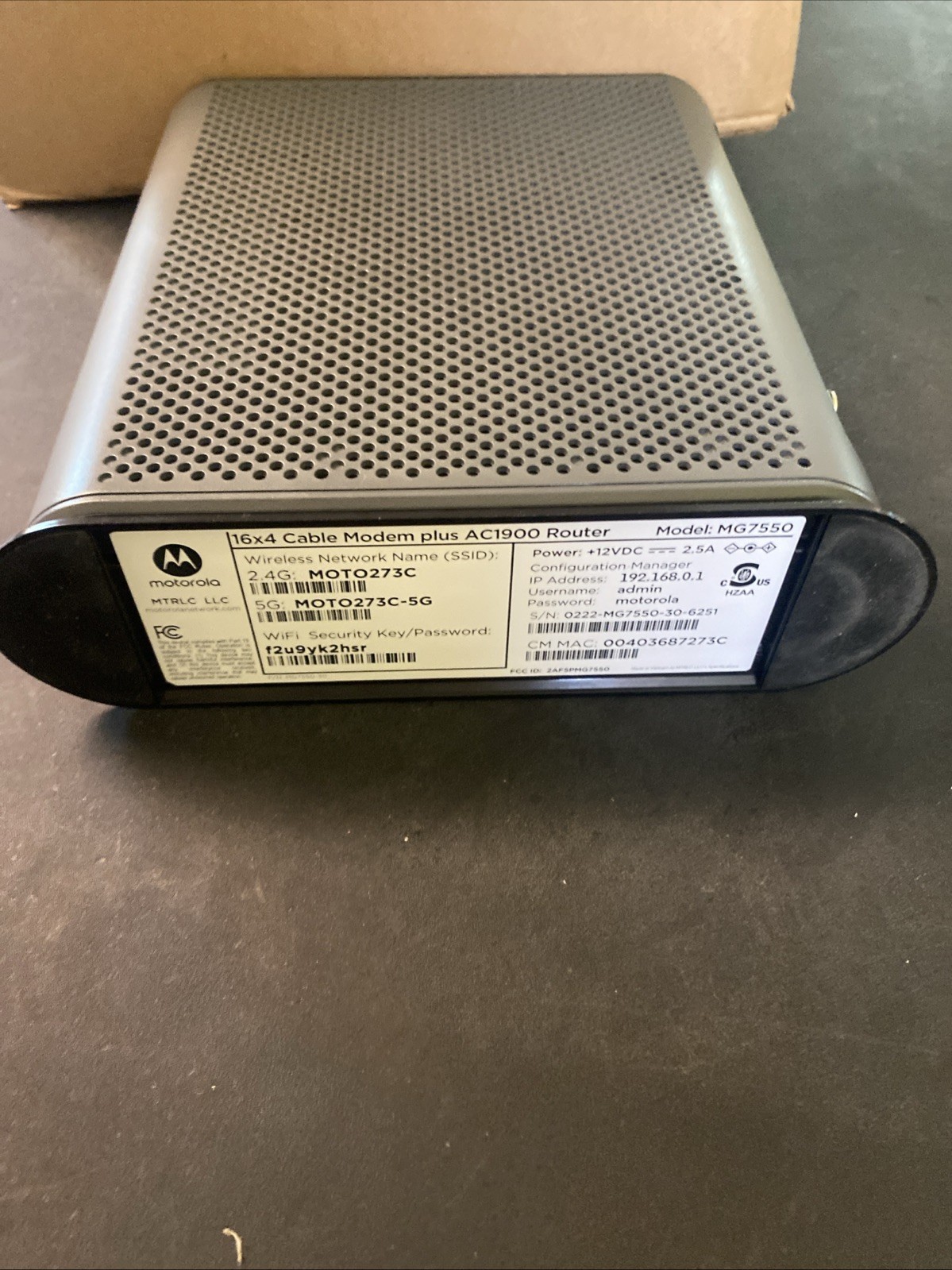 Motorola BG7550 16×4 Combo Dual Band High Speed Cable Modem WiFi Router