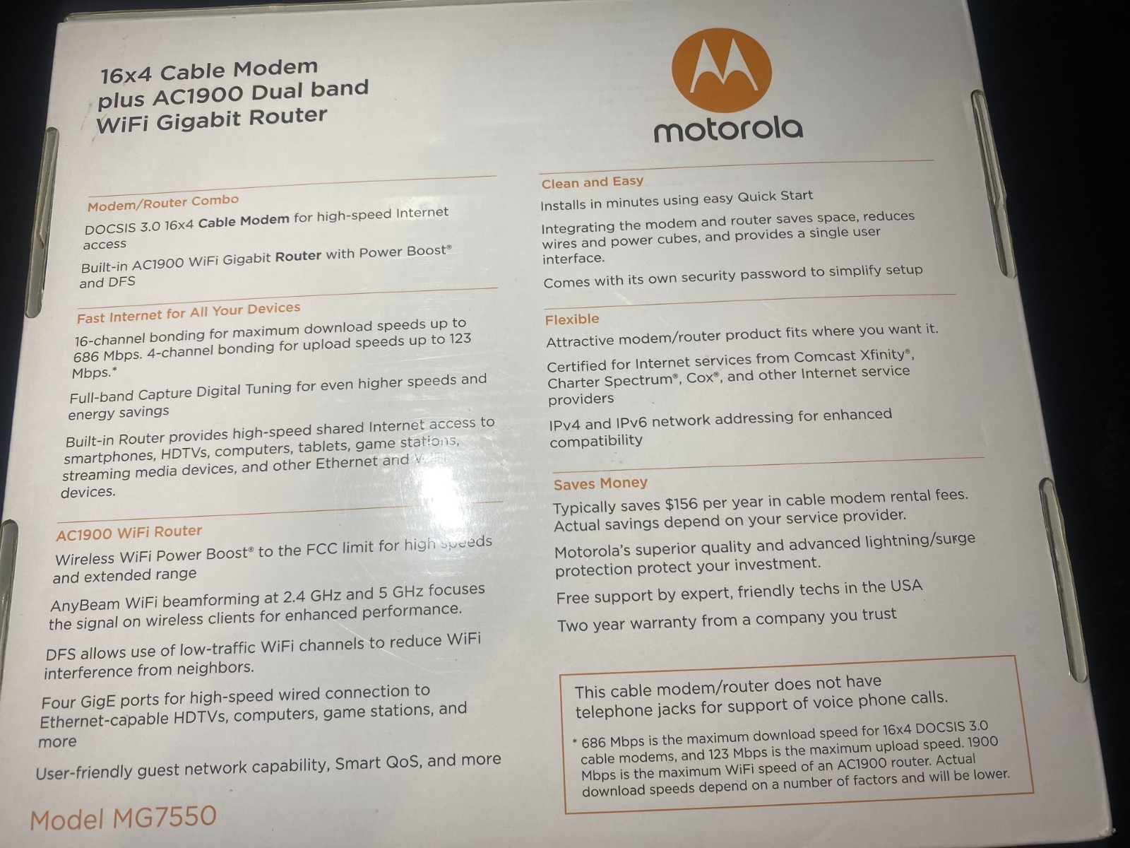 Motorola MG7550 16×4 DOCSIS 3.0 Cable Modem Plus AC1900 WiFi Router Tested