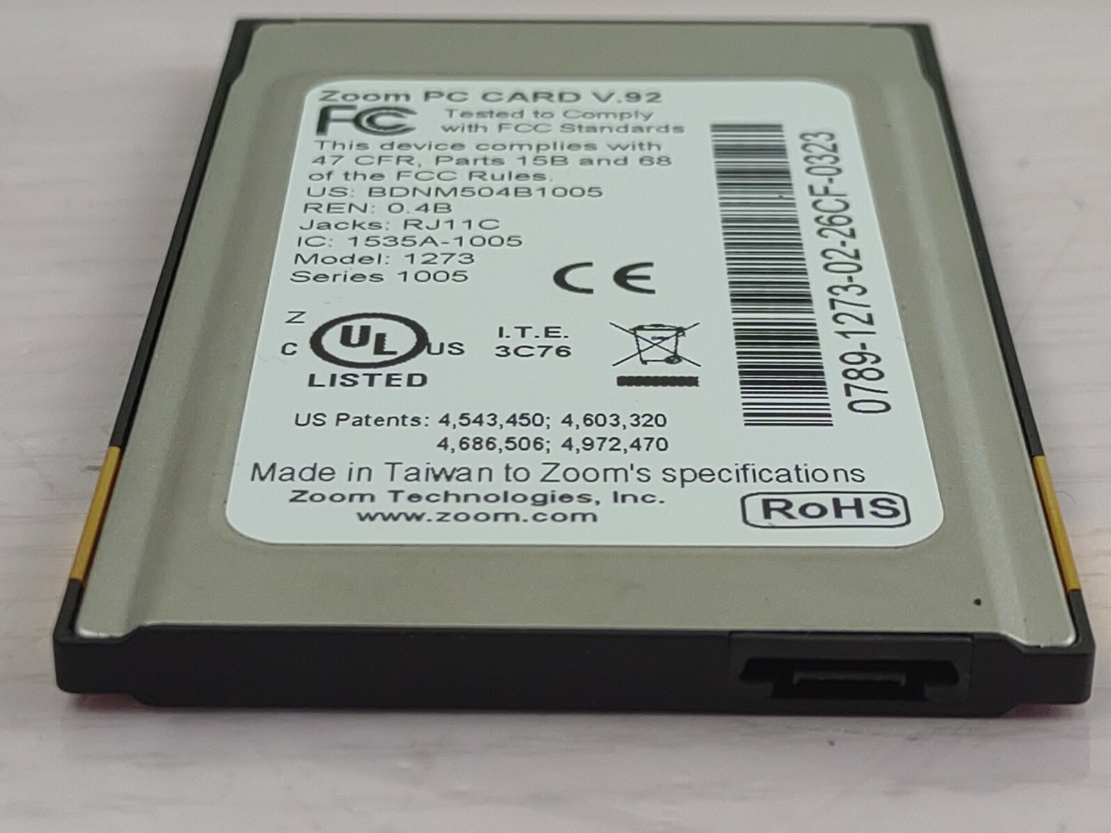 Zoom V.92 PC Card 3075 ITU V.92 Standard PC Modem Card 56K