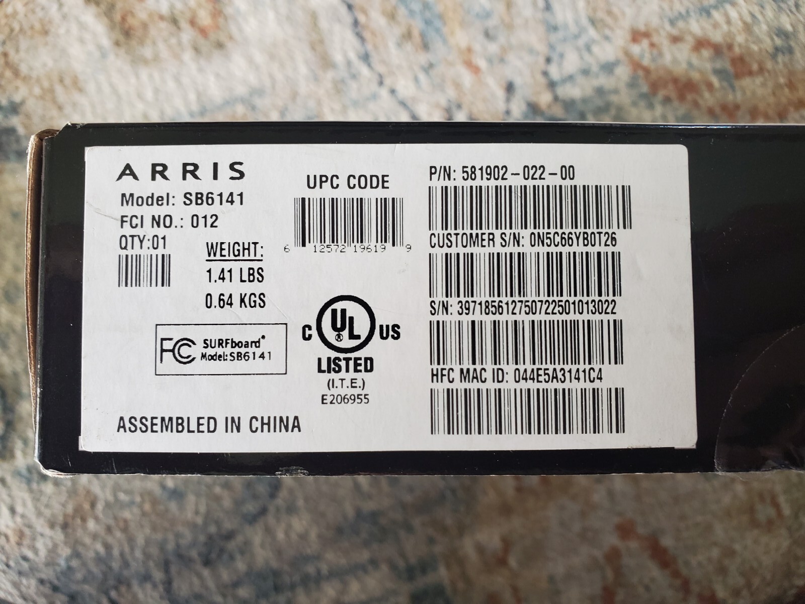 ARRIS SURFboard SB6141 Modem 400 Series 8×4 DOCSIS 3.0 343 Mbps Open Box Works