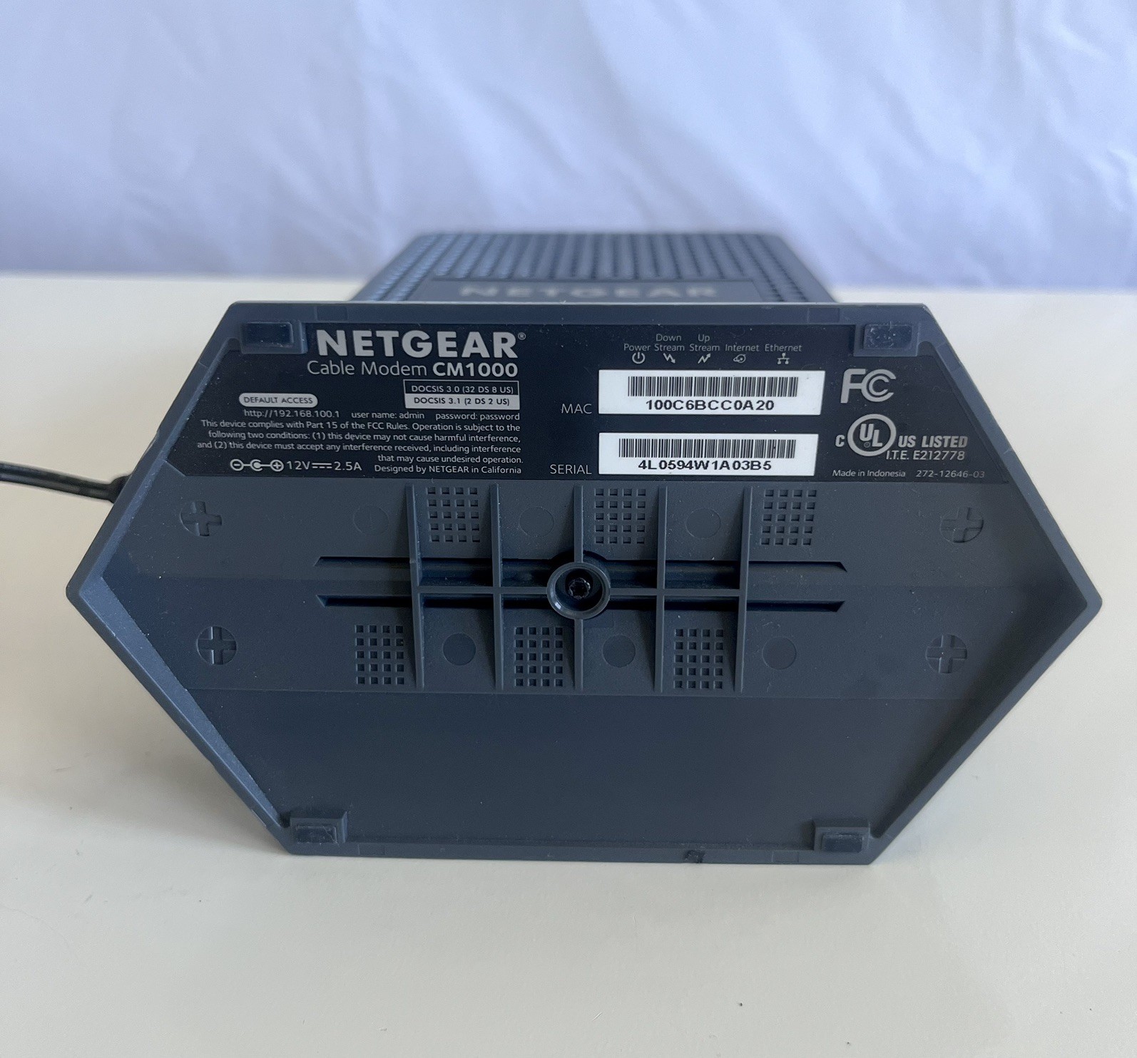 Netgear CM1000 DOCSIS 3.1 Cable Modem – Speeds Up To 1 Gbps Pre Owned