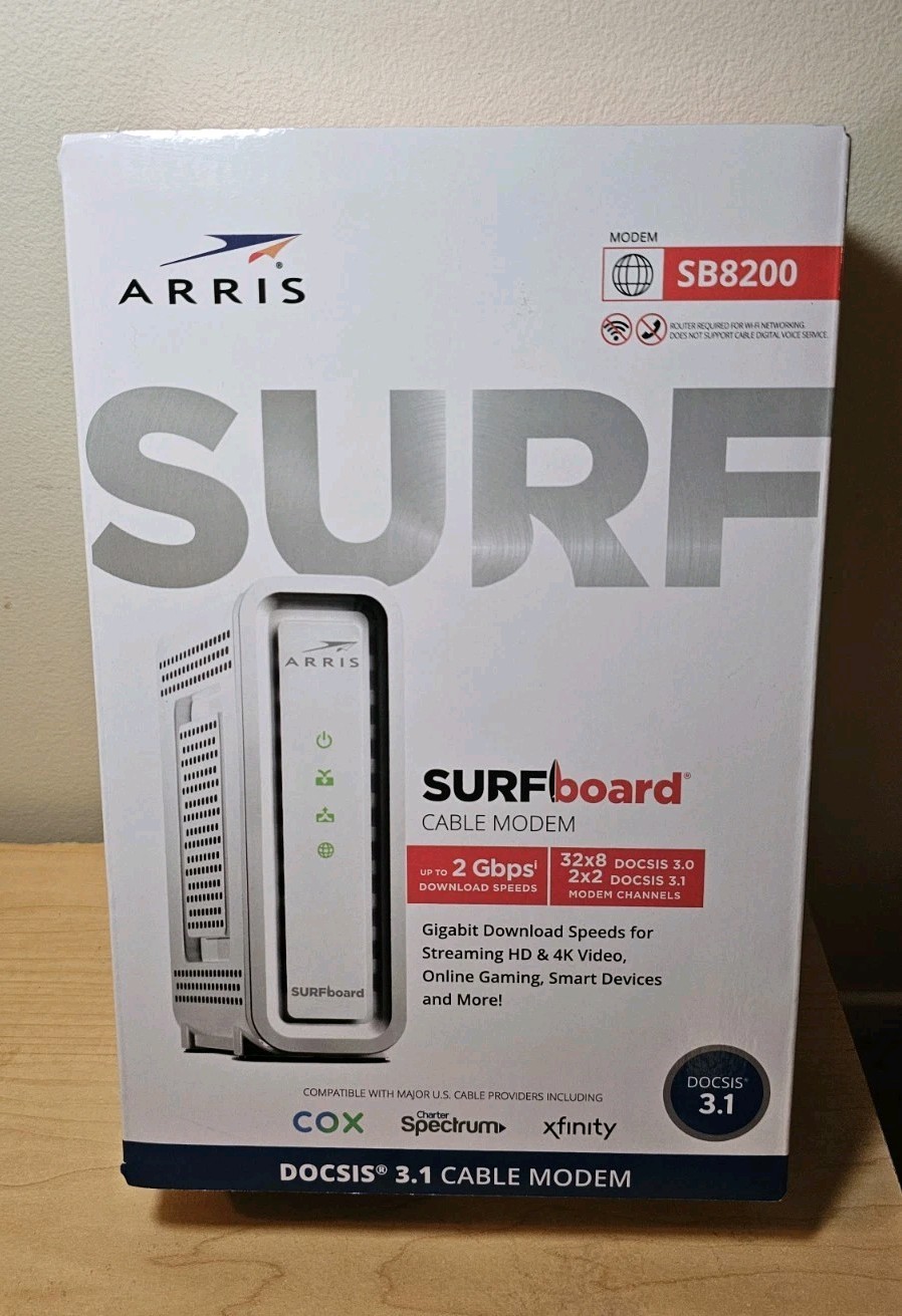 ARRIS – SURFboard SB8200 32 x 8 DOCSIS 3.1 Gig-Speed Cable Modem – White