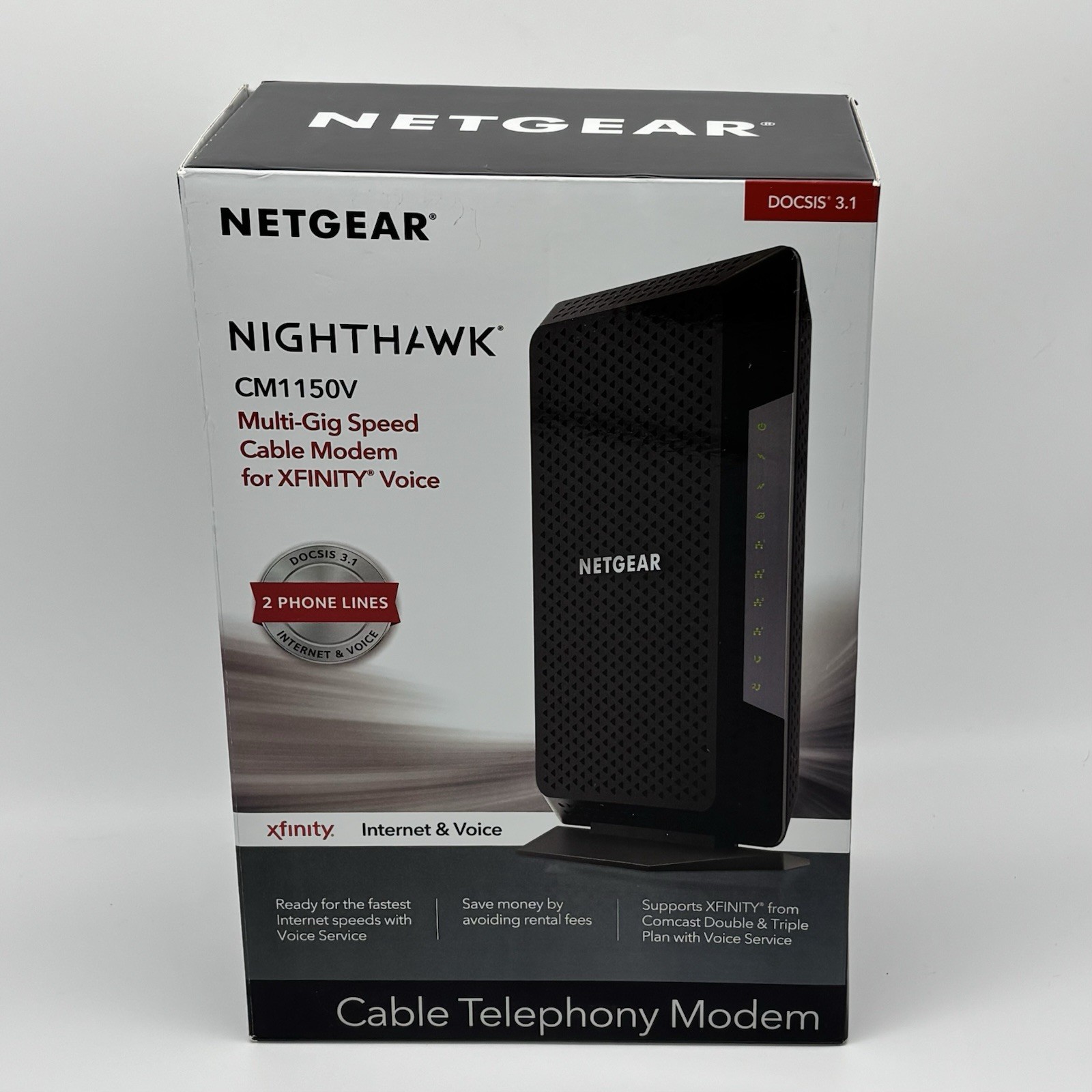 NETGEAR Nighthawk CM1150V DOCSIS 3.1 Cable Modem Xfinity Voice CM1150V Open Box