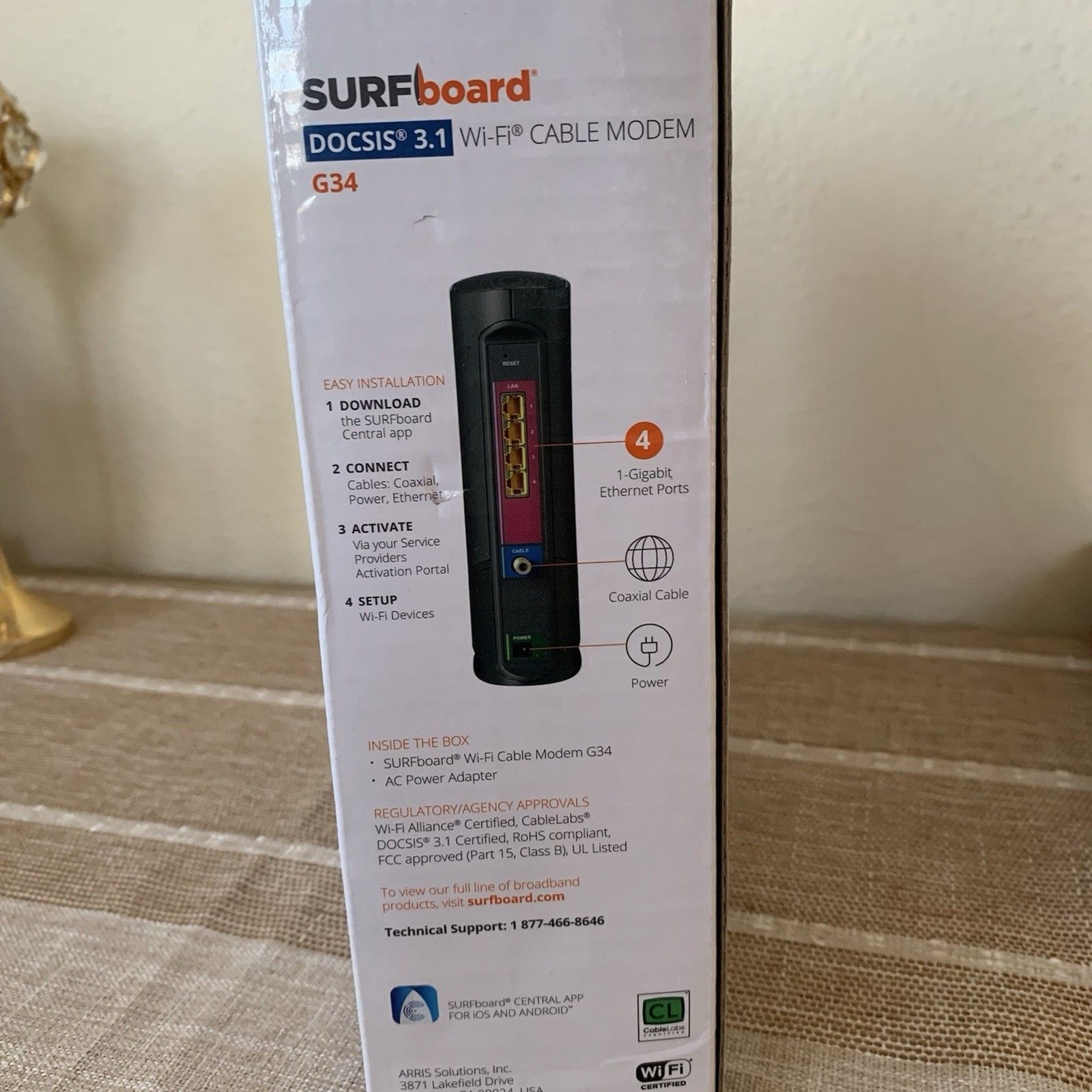 ARRIS SURFboard G34 DOCSIS 3.1 Wi-Fi 6 Cable Modem AX3000 For Repair Parts Only