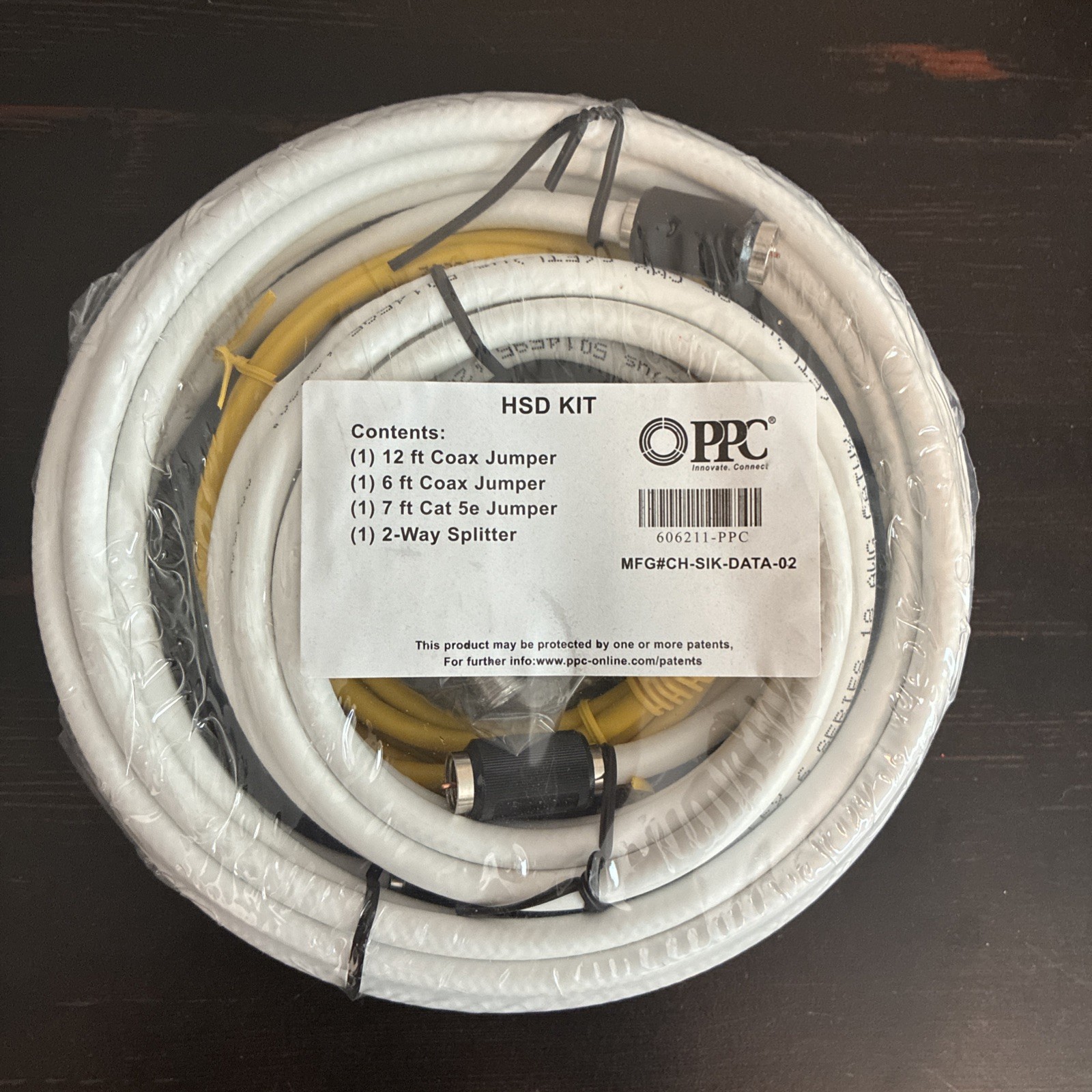 HSD Kit 7 ft Cat 5e & 6 ft and 12 ft. Coax Jumper Cables With 2-Way Splitter