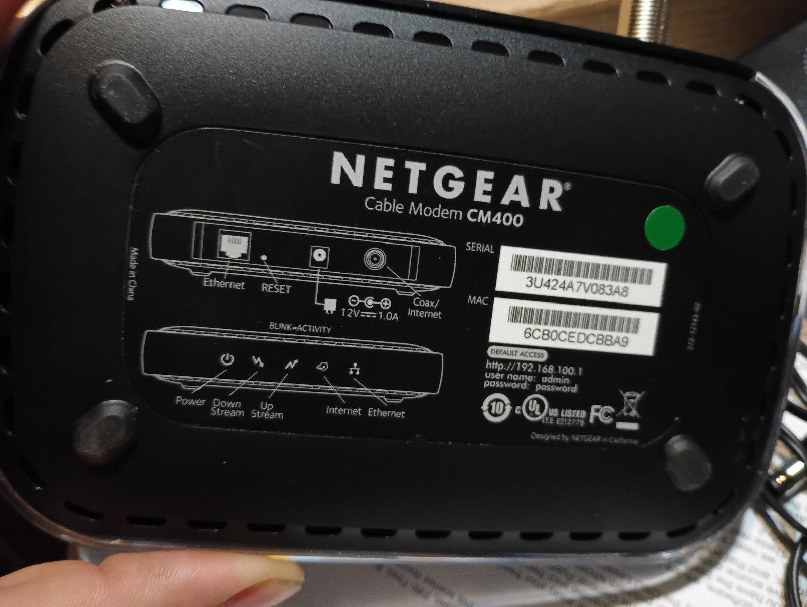 Netgear CM400 High Speed Cable Modem