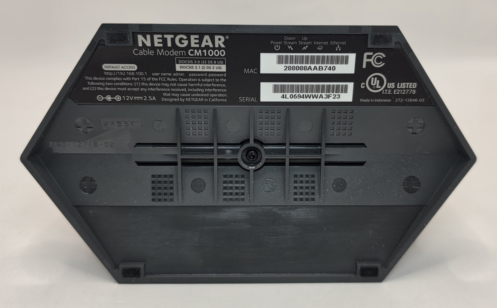 NETGEAR CM1000 Ultra-High Speed DOCSIS 3.1 Cable Modem Black TESTED