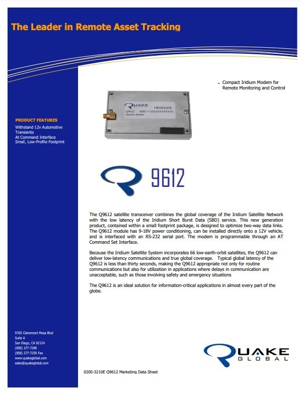 QUAKE GLOBAL Q9612 Iridium Satellite Modem