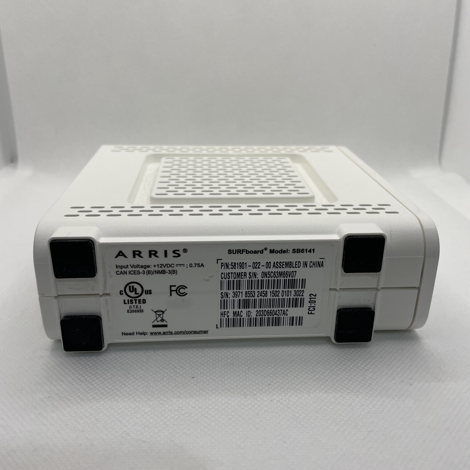 Motorola Cable Modem ARRIS SURFboard SB6141 DOCSIS 3.0 400 Series White IPv6
