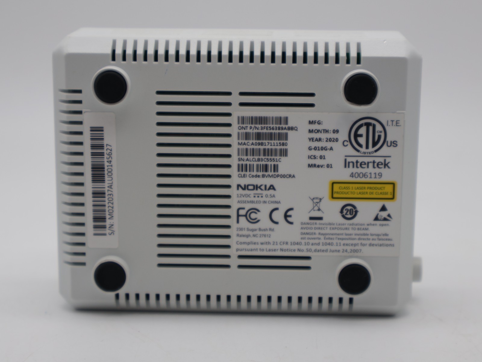 Nokiak Fiber Optix Ethernet Network Terminal ONT MODEM G-010G-A