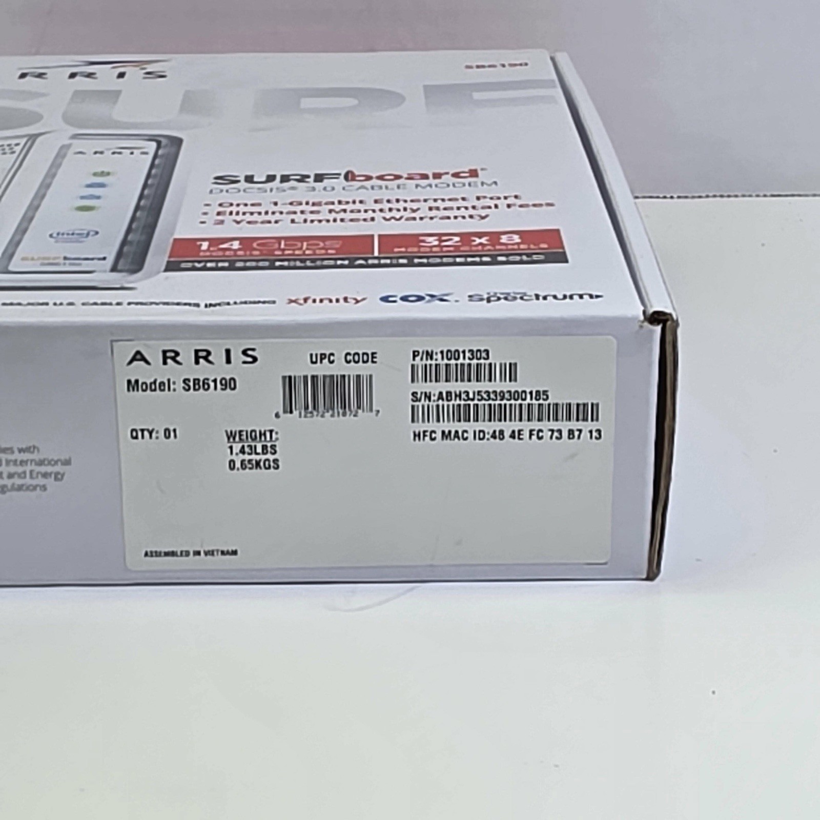 ARRIS SURFboard SB6190 DOCSIS 3.0 Cable Modem Approved for Cox, Spectrum & more