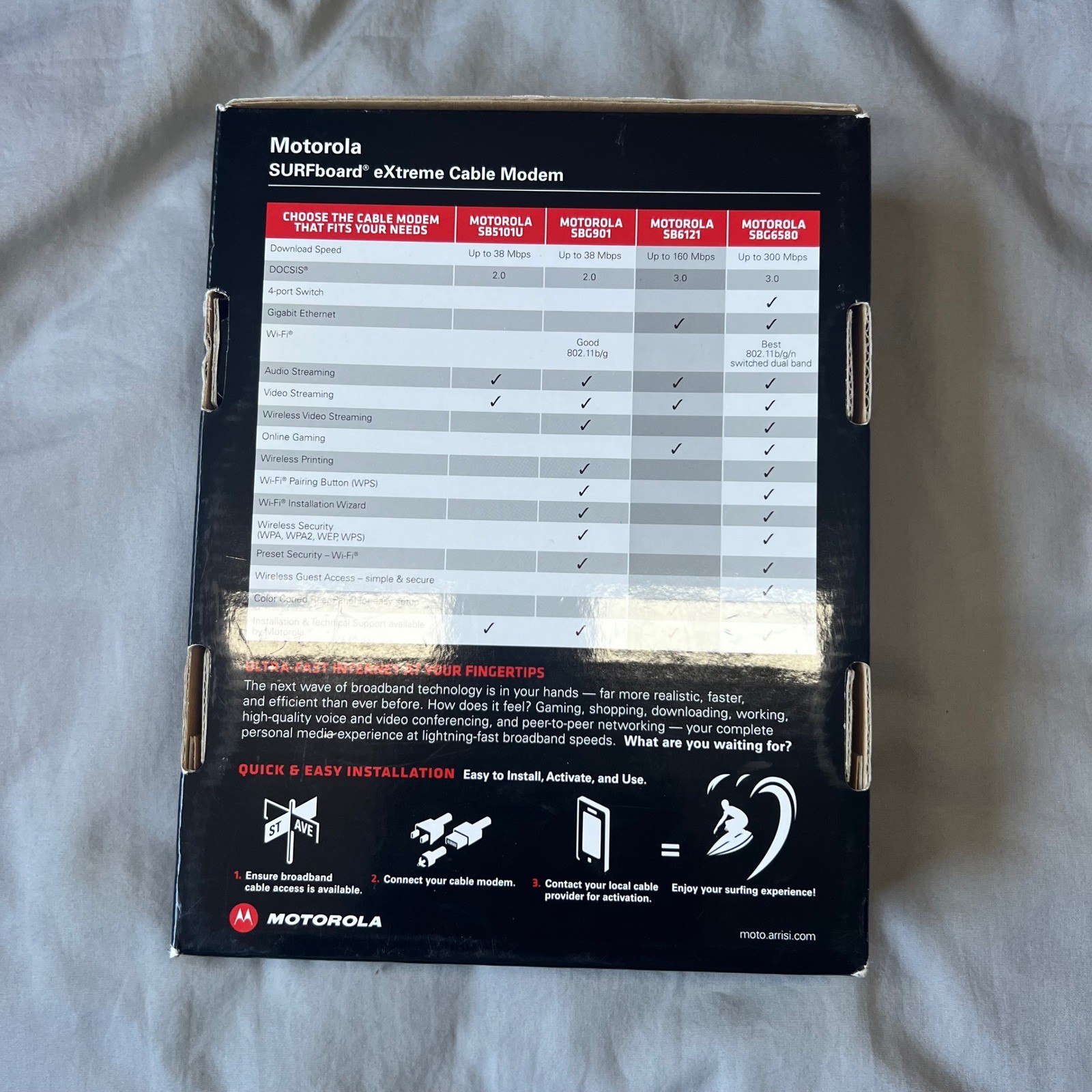 Motorola SURFboard Extreme Cable Modem DOCSIS 30 SB6121 Black Open Box