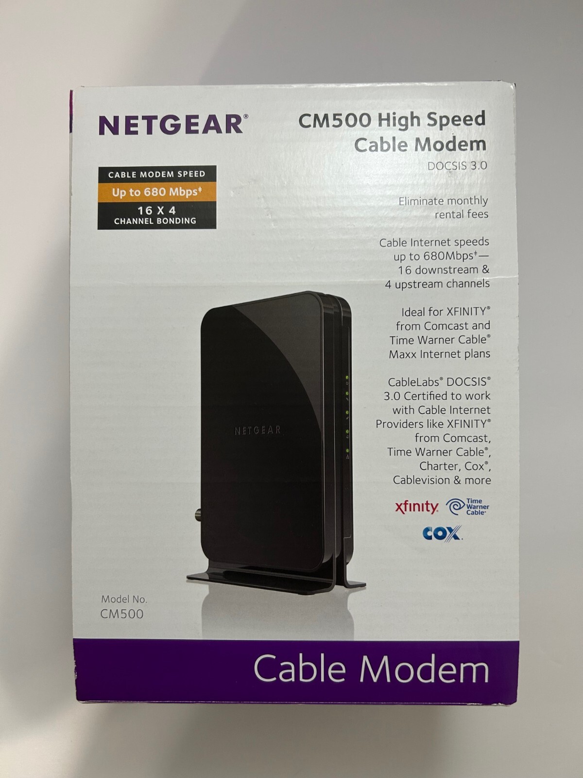 NETGEAR Cable Modem CM500 (CM500100NAS) 680 Mbps – Black-Good