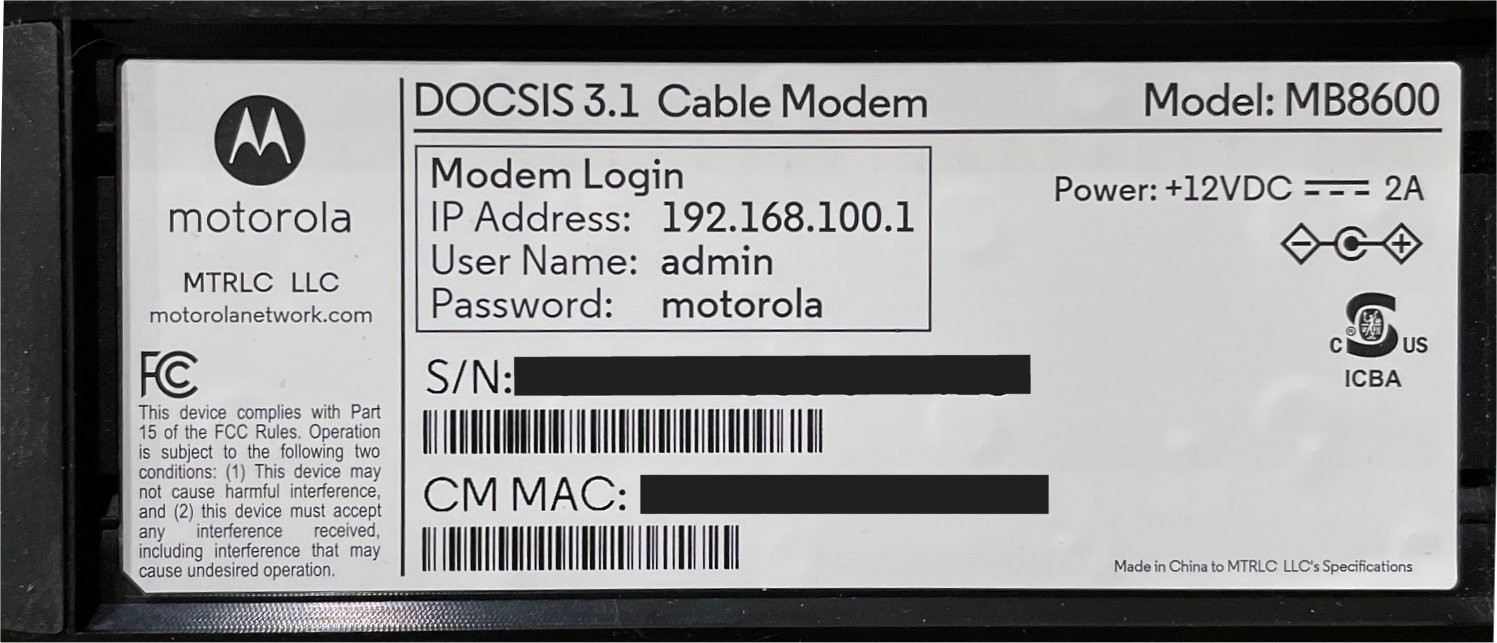 Motorola MB8600 DOCSIS 3.1 Cable Modem. 100% Tested and working.