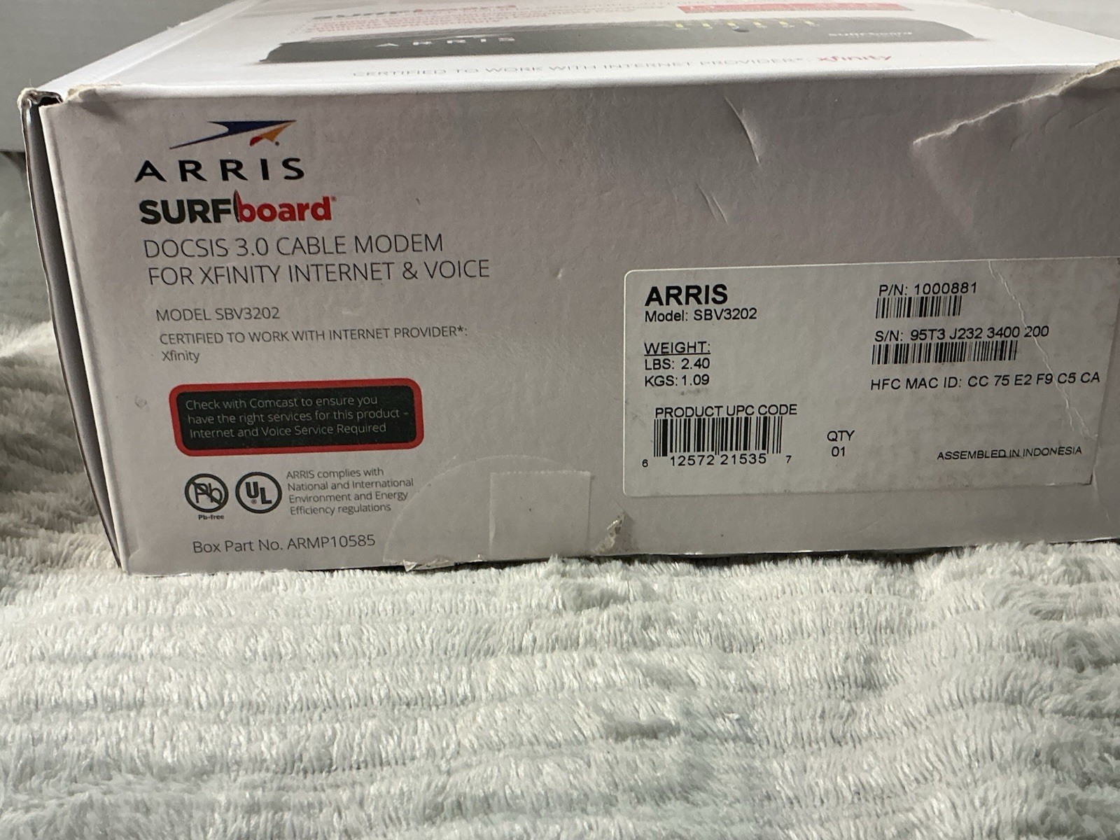 ARRIS SURFboard SBV3202 DOCSIS 3.0 Cable Modem Xfinity Voice Tested Works