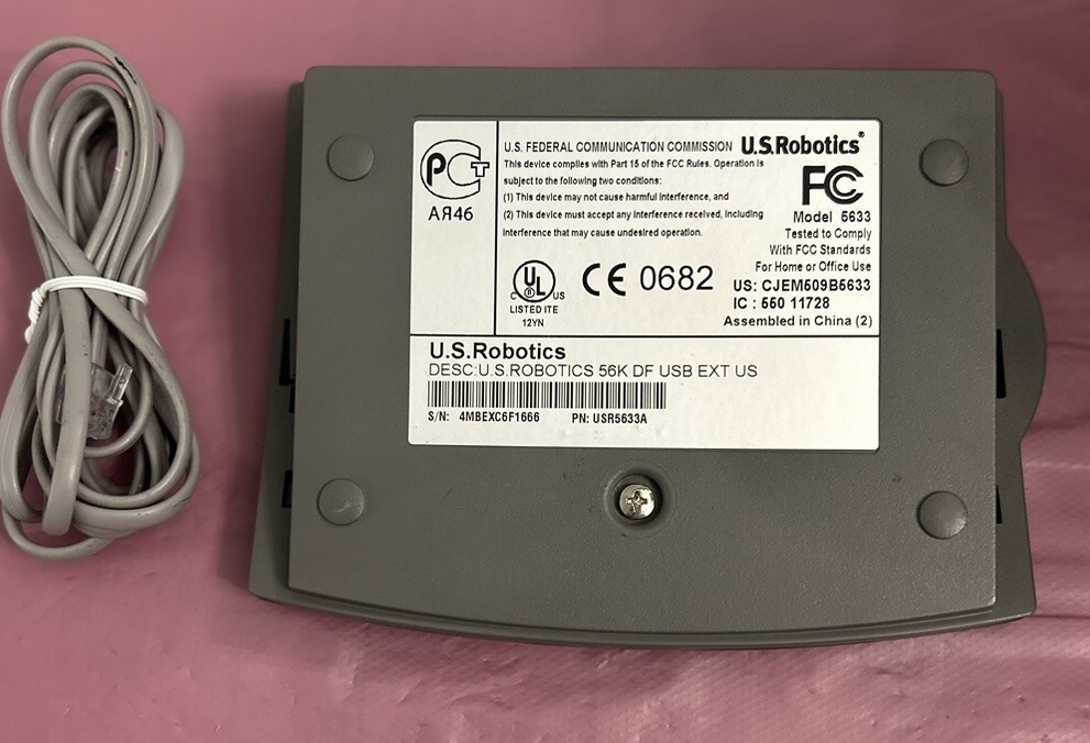 US ROBOTICS USR5633B 56K FAXMODEM USB MODEL 5633 For Home Or Office Use- Used