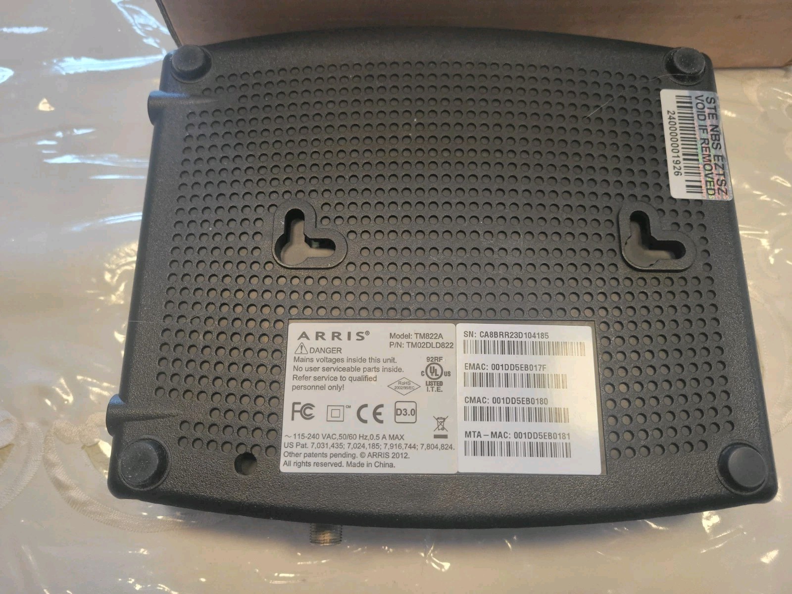 Arris TM822A Cable Modem Docsis 3.0 Telephony Modem 🆕