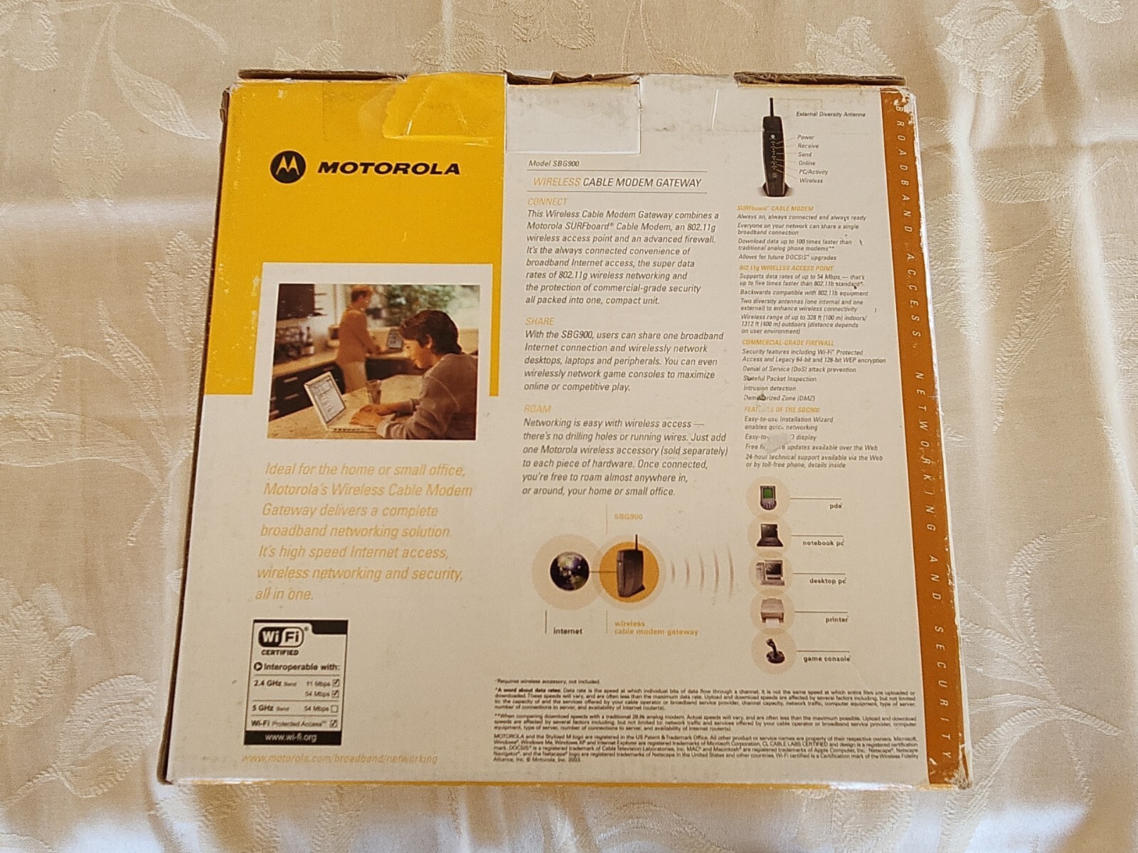 Motorola SBG900 Cable Modem Gateway Wireless Broadband Networking Device PC