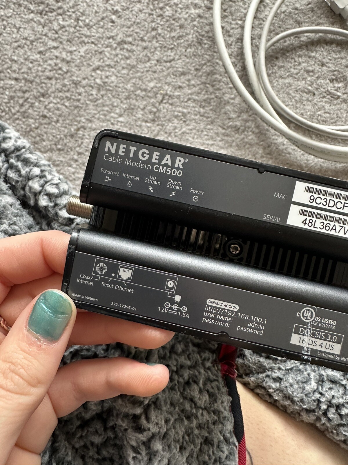 NETGEAR Cm500-1aznas 16×4 DOCSIS 3.0 Cable Modem Max Download Speeds of 686mbps