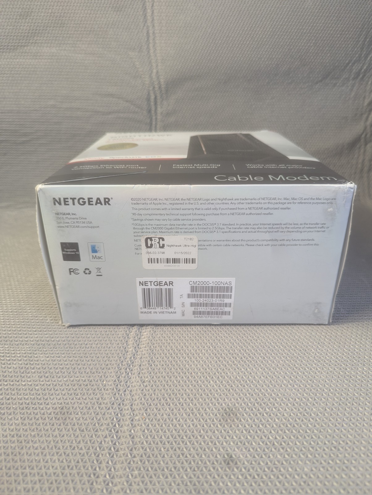 NETGEAR CM2000 Nighthawk 2.5 Gbps Multi Gig DOCSIS 3.1 Cable Modem