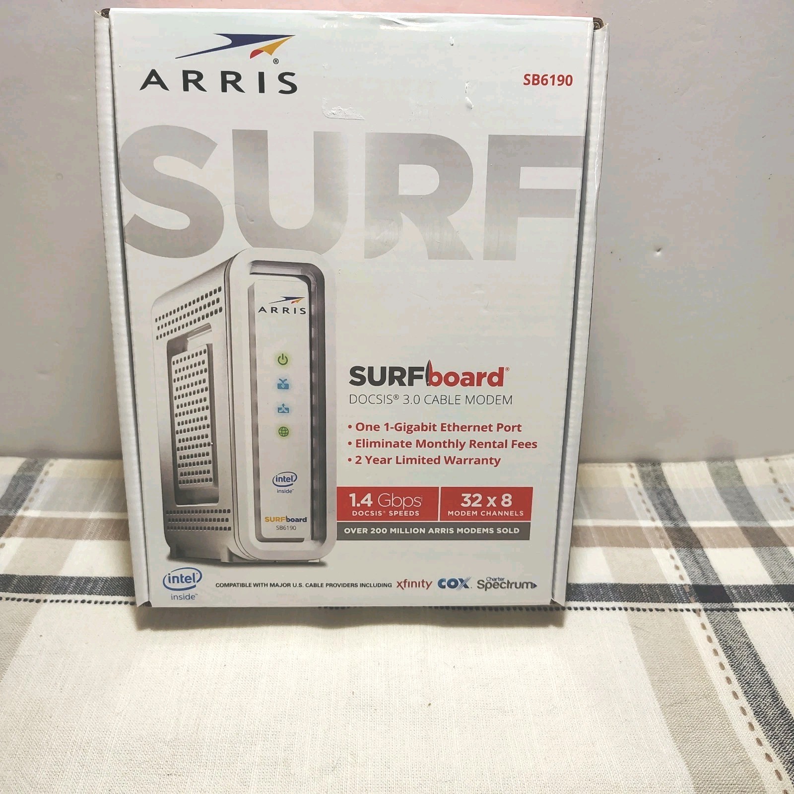 ARRIS Surfboard SB6190-RB DOCSIS 3.0 Cable Modem, White