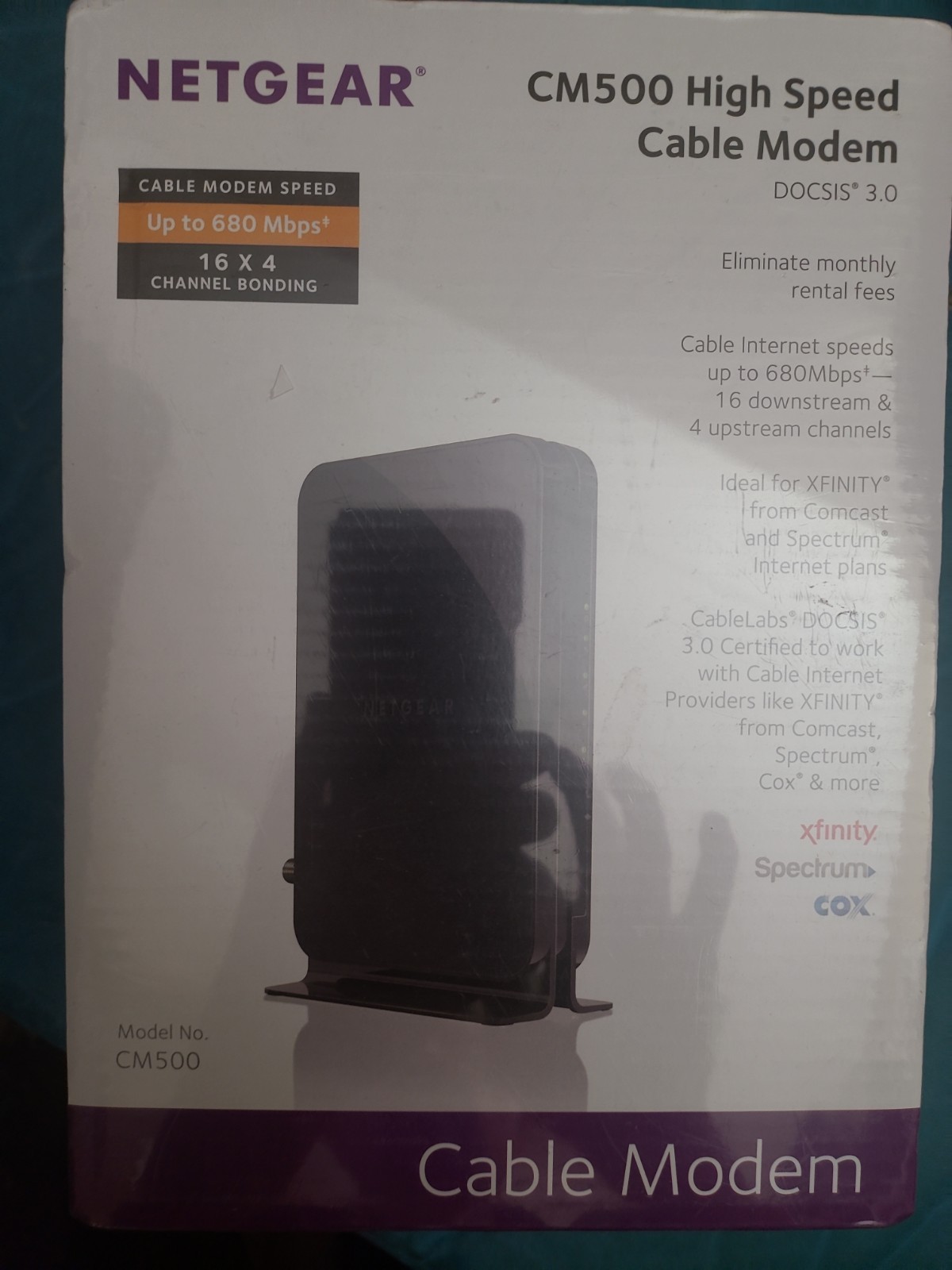 NETGEAR Cm500-1aznas 16×4 DOCSIS 3.0 Cable Modem Max Speeds of 686mbps -New , L3