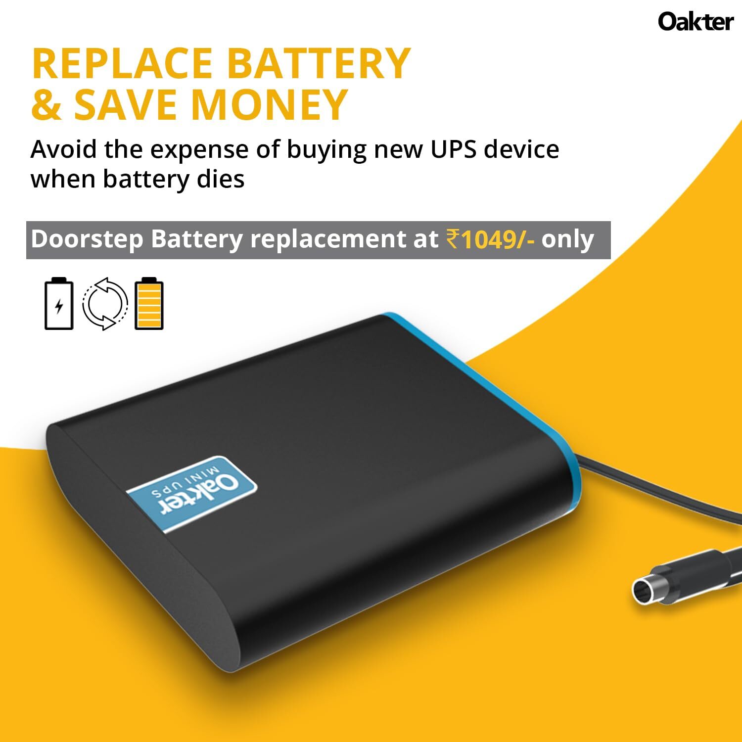 Oakter Mini UPS for 12V WiFi Router Broadband Modem | Backup Upto 4 Hours |