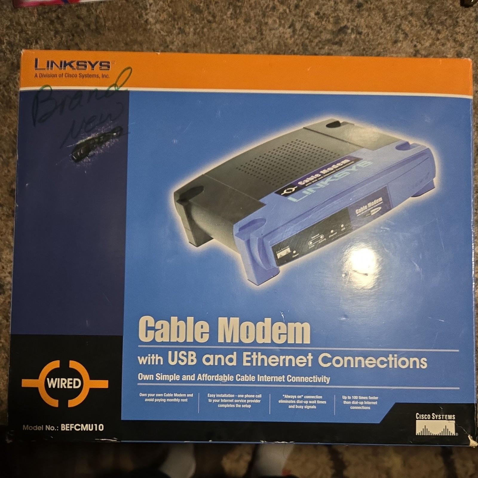 Linksys BEFCMU10 Cable Modem With USB & Ethernet Connections 42.88 Mbps