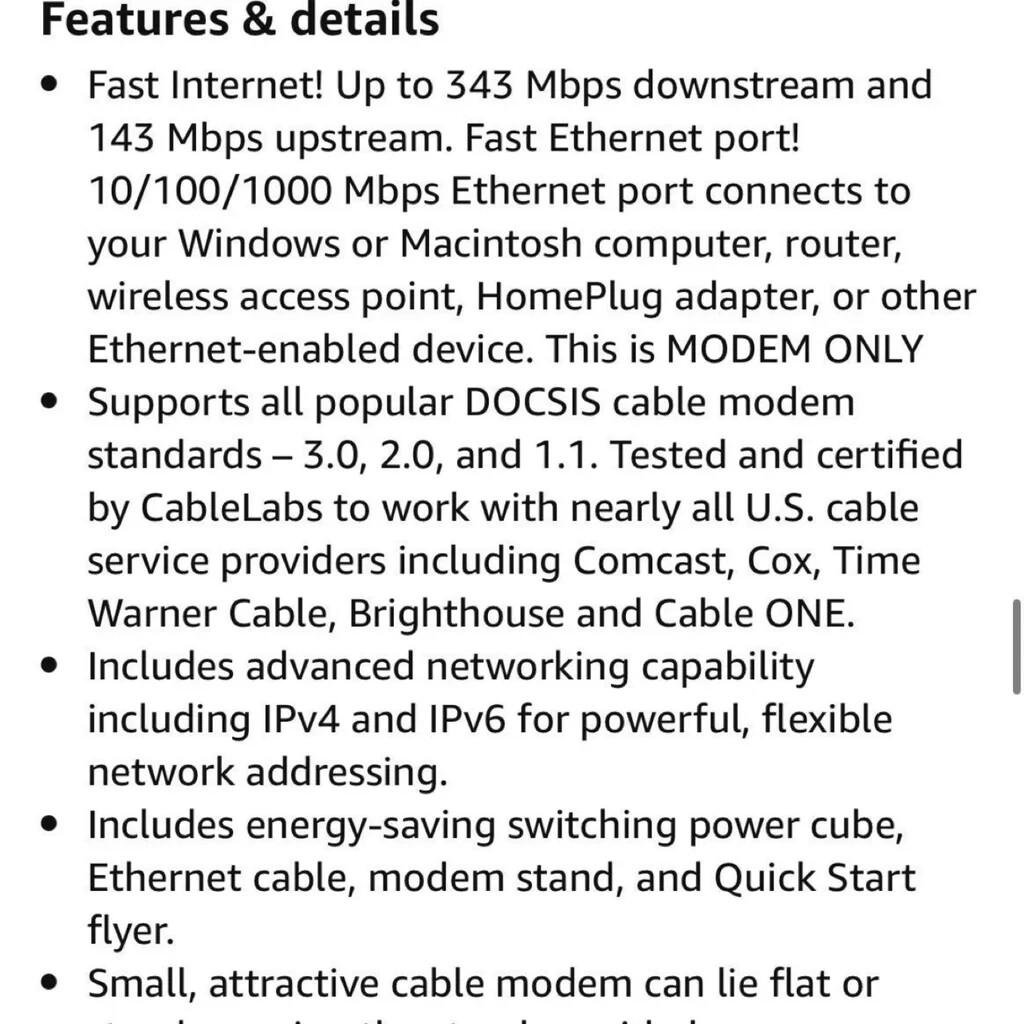 Zoom Cable Modem 3.0 Series 1094 12 VDC+1.0A Model 5341J