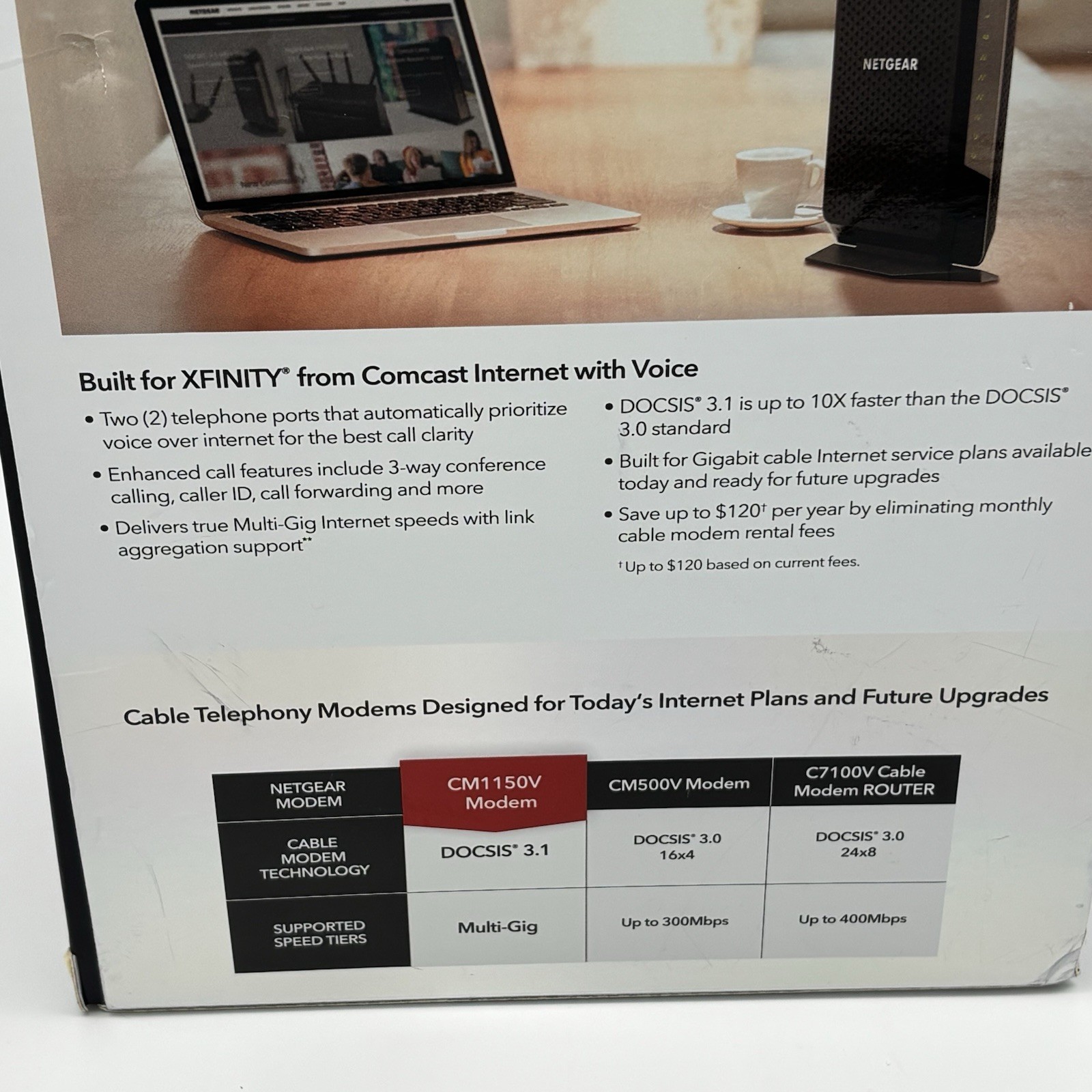 NETGEAR Nighthawk CM1150V DOCSIS 3.1 Cable Modem Xfinity Voice CM1150V Open Box